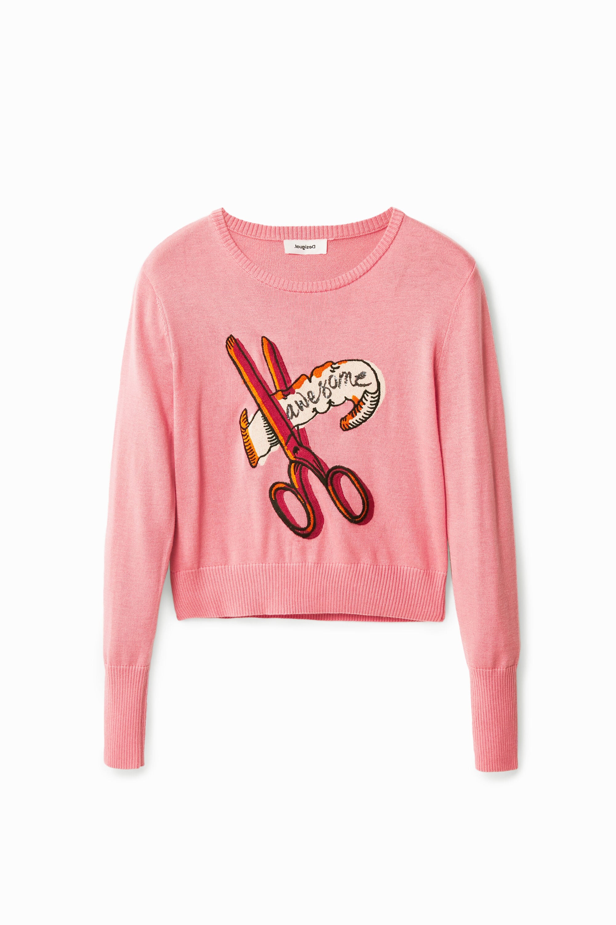 Desigual Trui met geborduurde schaar