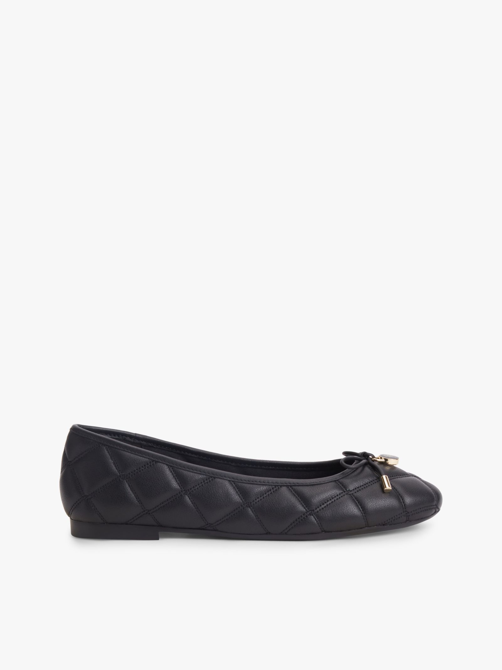 Tommy Hilfiger quilted leren ballerina met logobedel in zwart