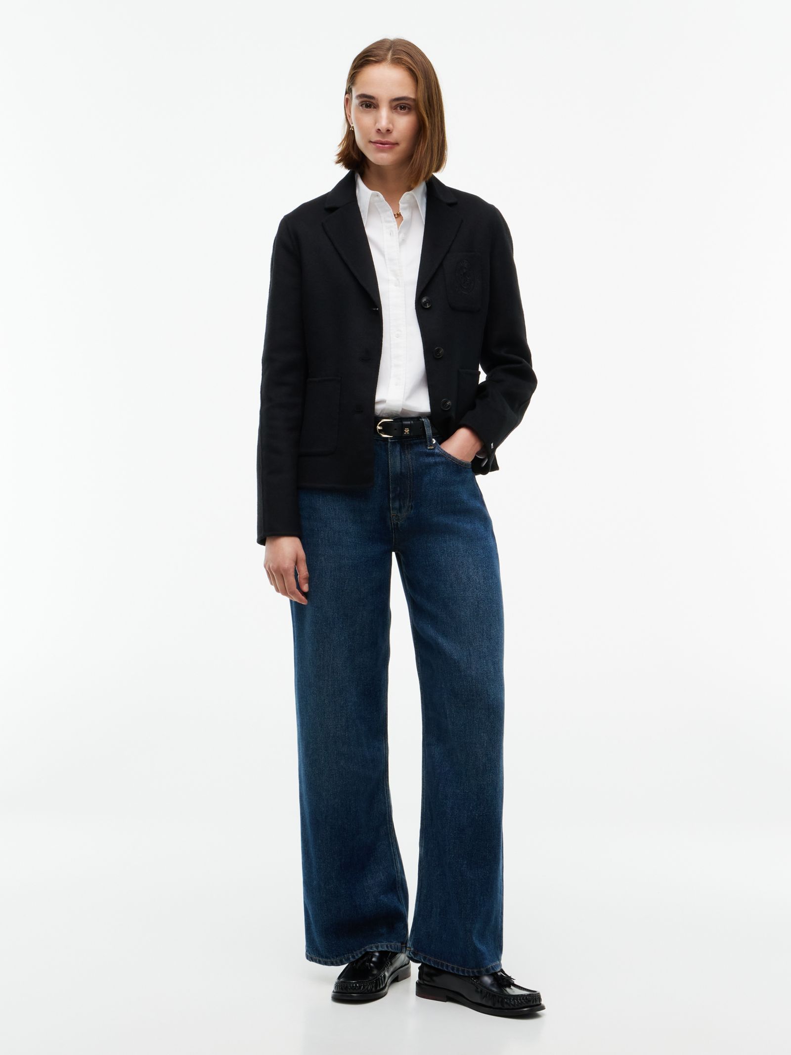 Tommy Hilfiger Single Breasted jack van wolmix in zwart