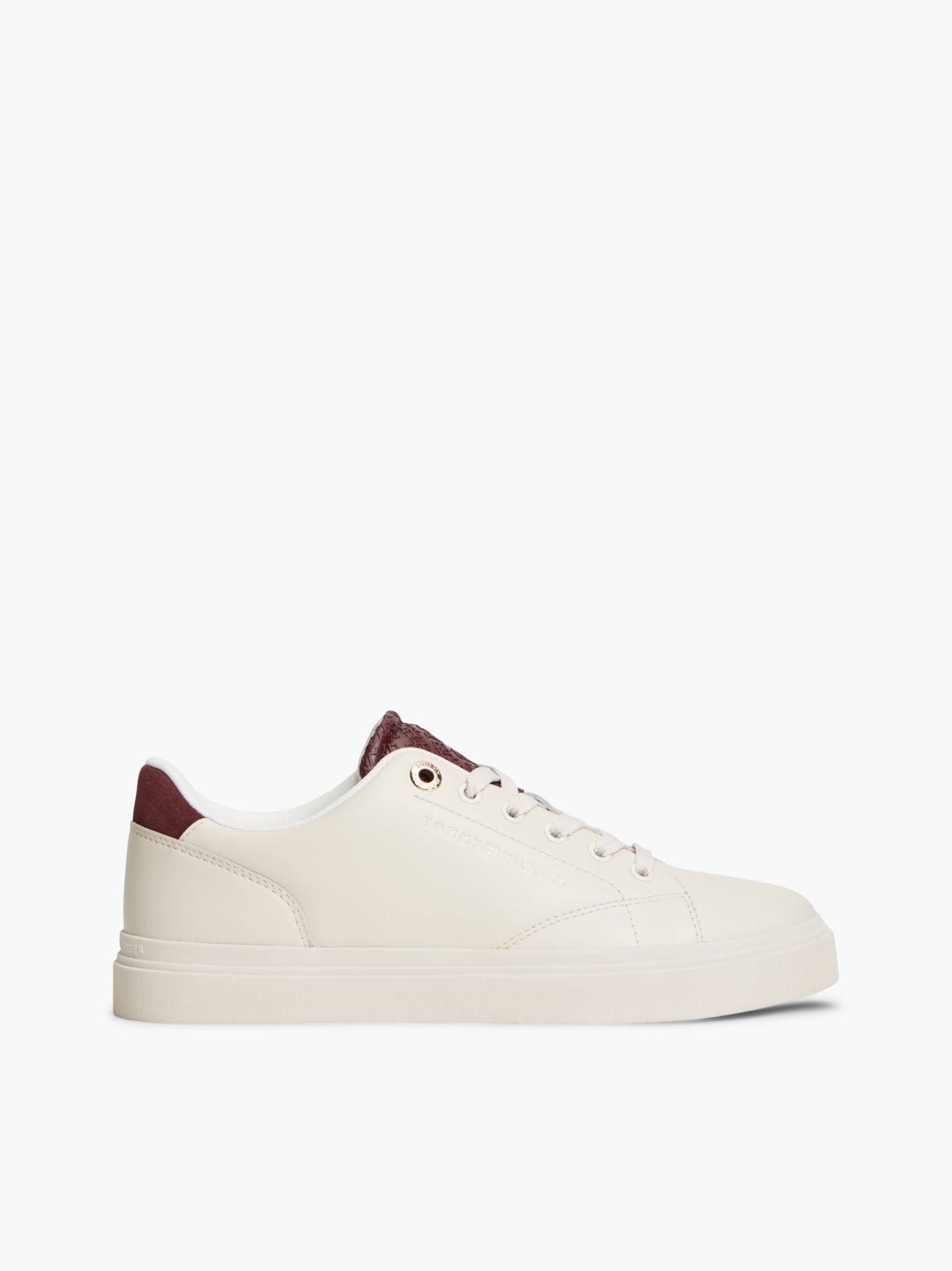 Tommy Hilfiger Leren cupsole sneaker met contrasterende hiel in wit