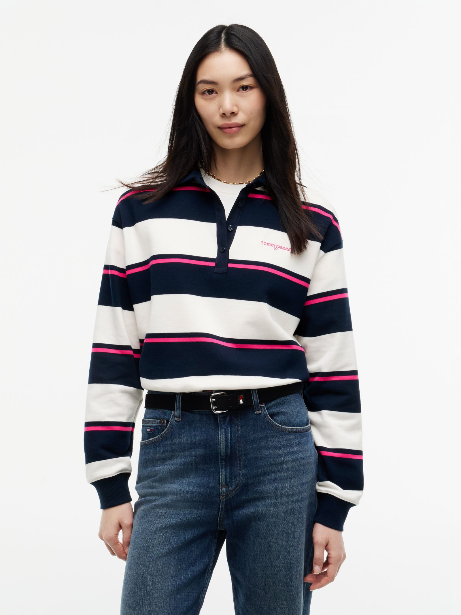 Tommy Jeans Relaxed Terry Rugbyshirt met geborduurd logo