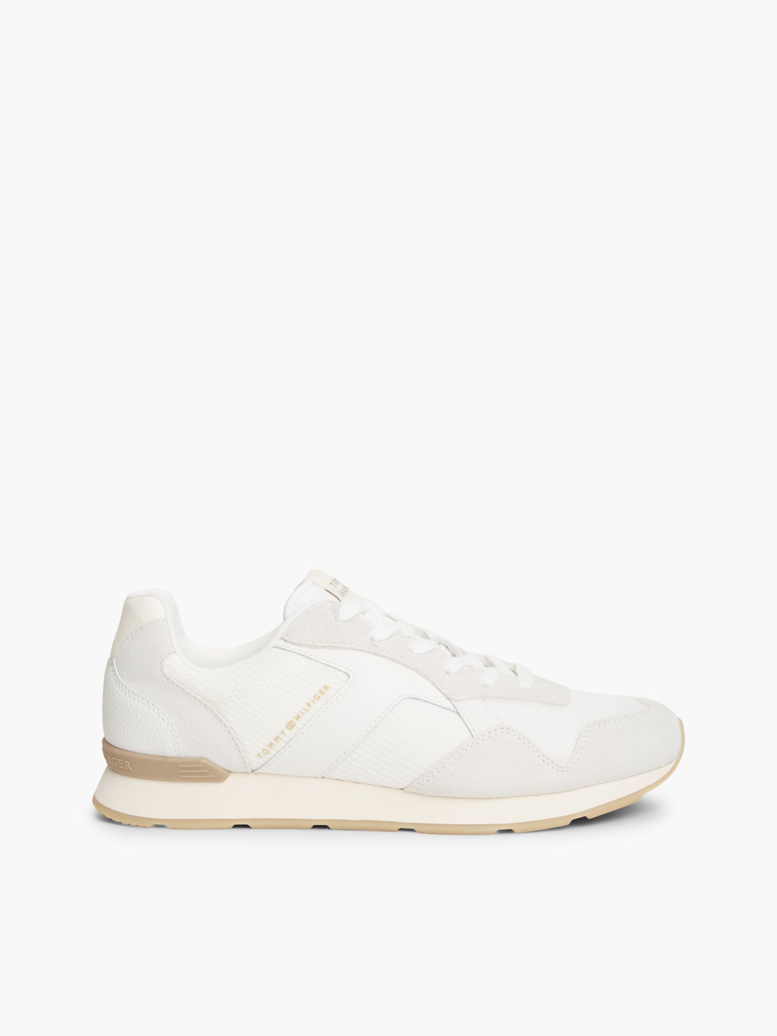 Tommy Hilfiger Sneaker met logo en gemengde texturen in wit