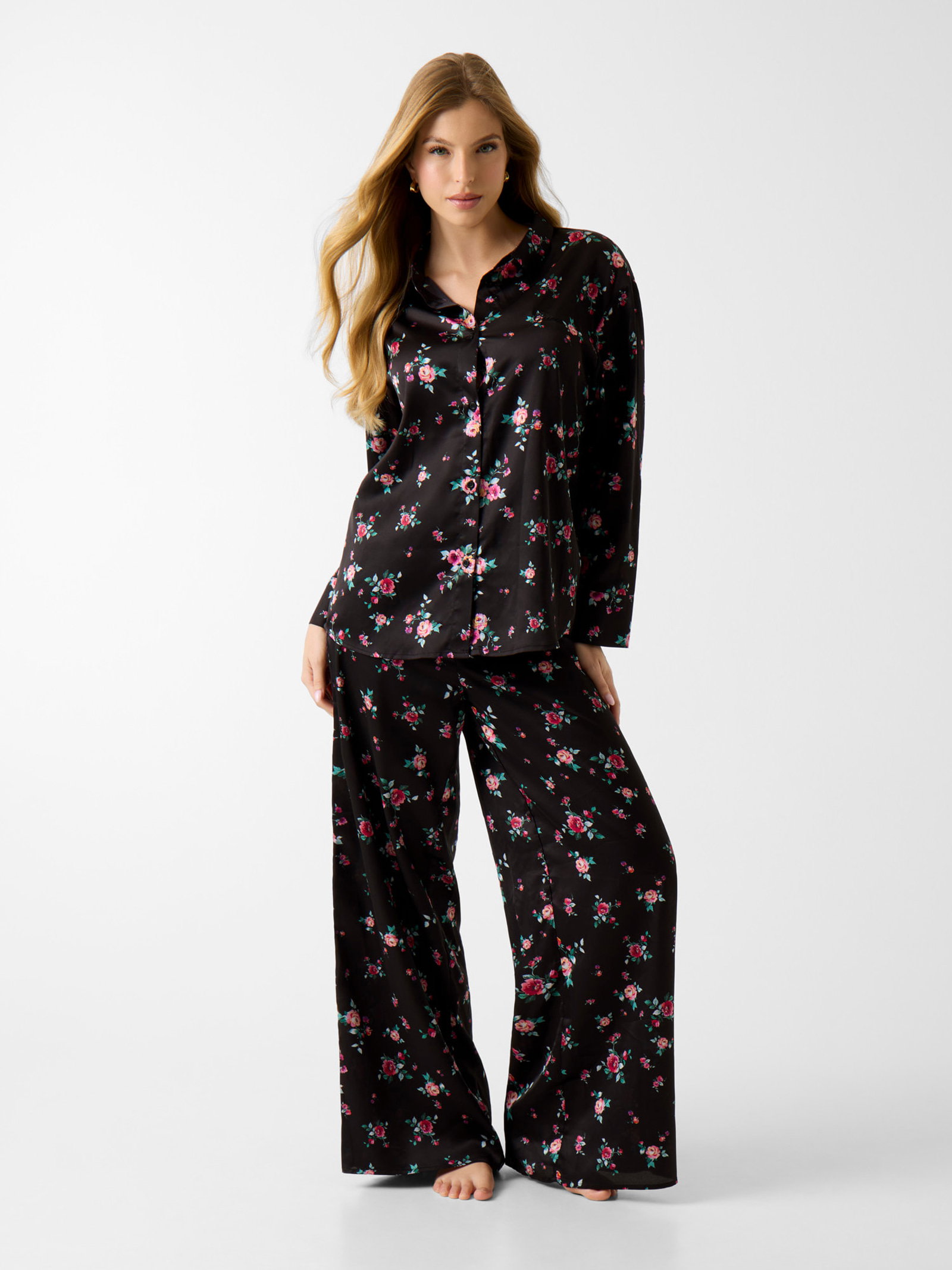 Guess Ophelia Satijnen Pyjama’s in zwart