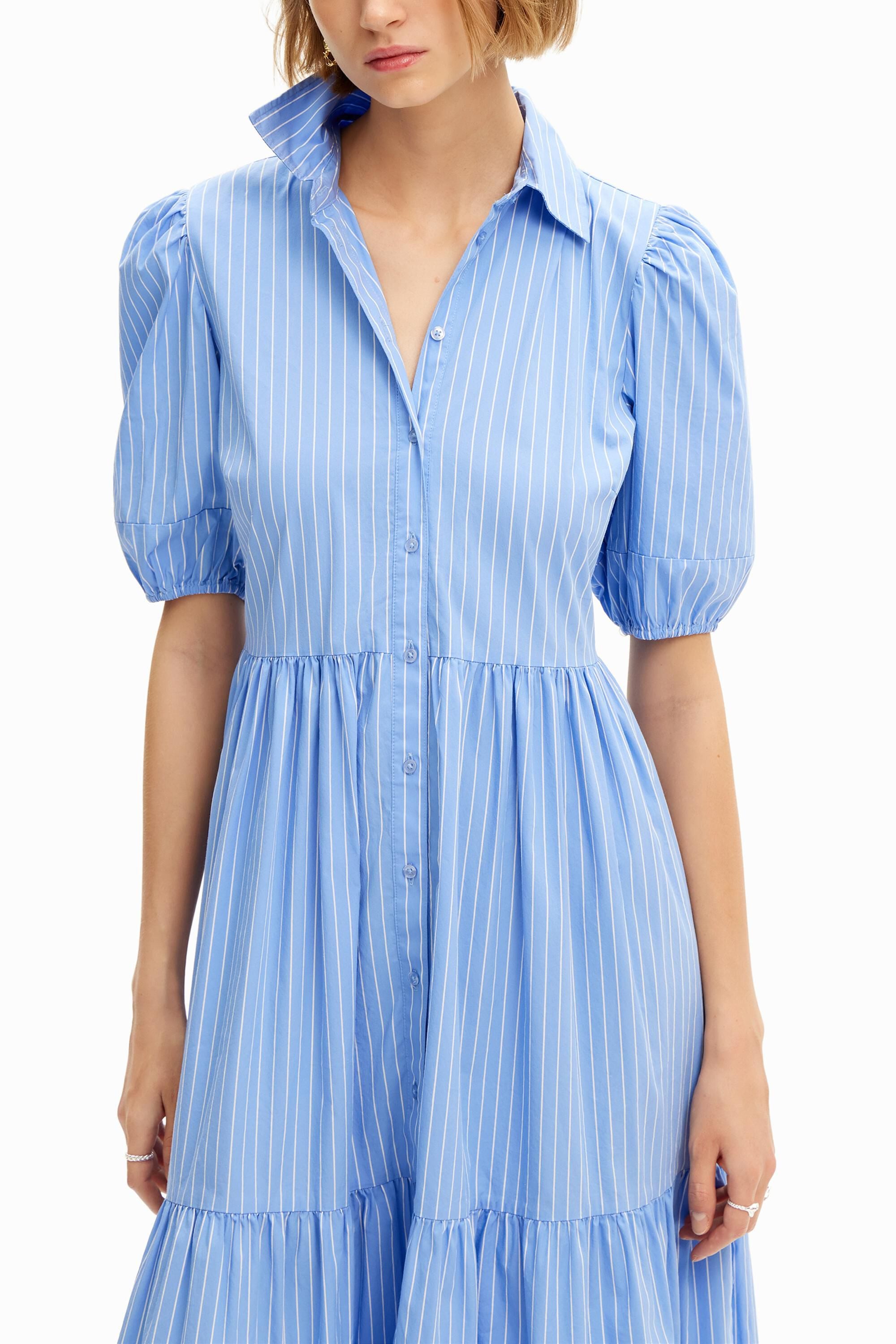 Desigual Gestreepte midi-blousejurk in blauw