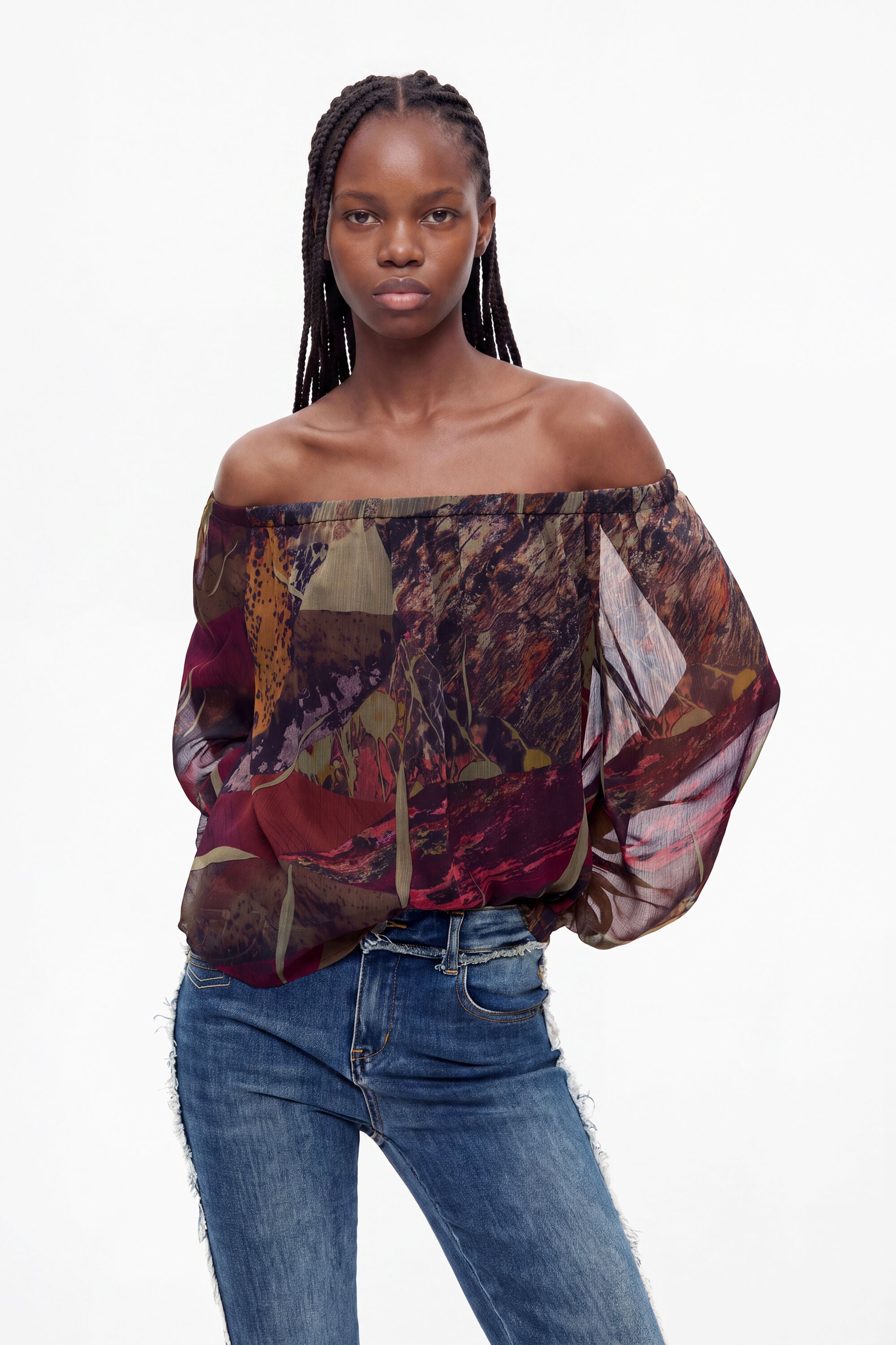 Desigual Bedrukte blouse met lange mouwen in multicolor