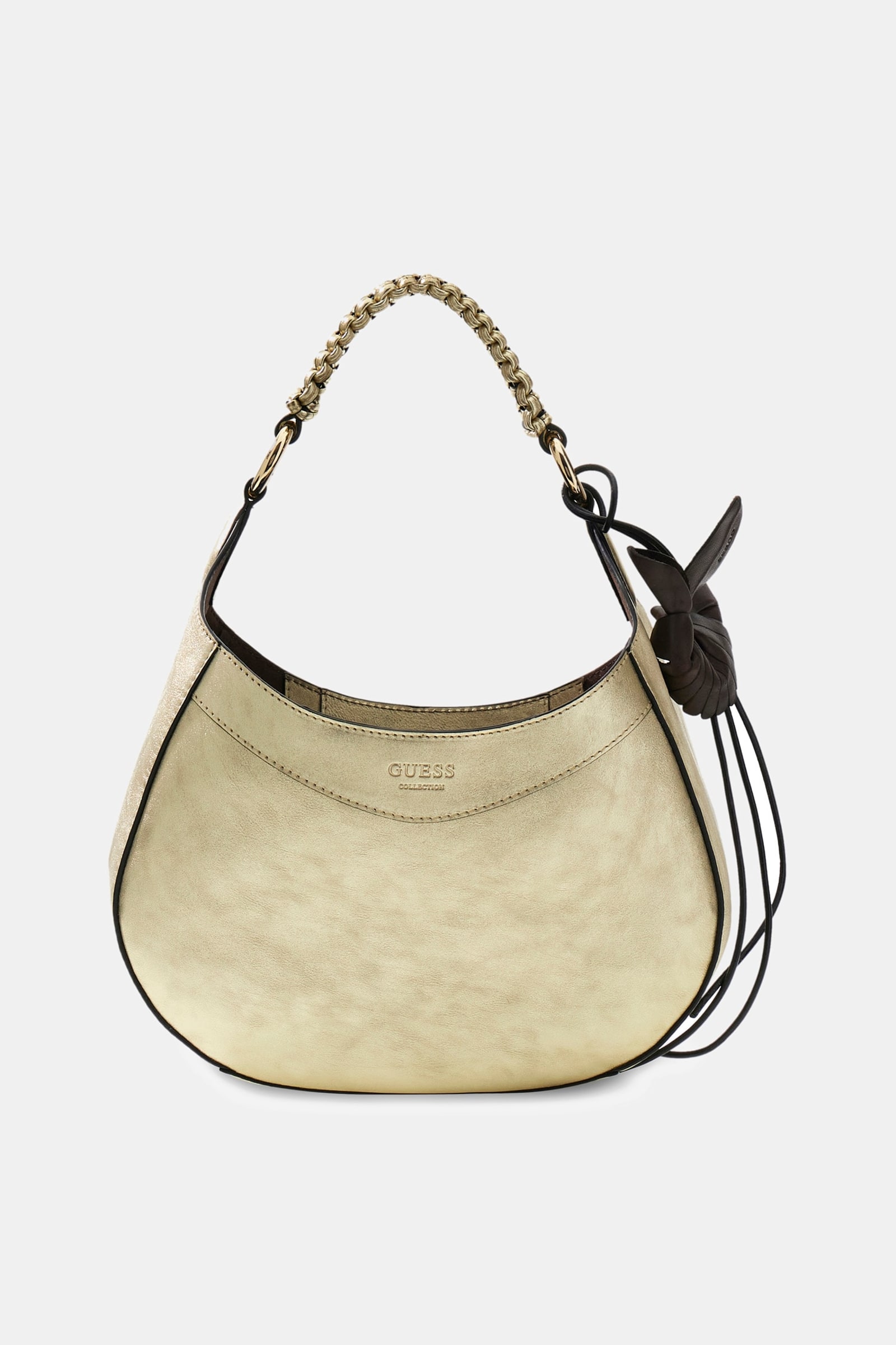 Guess Nina Echt Leren Hobo Tas in goud