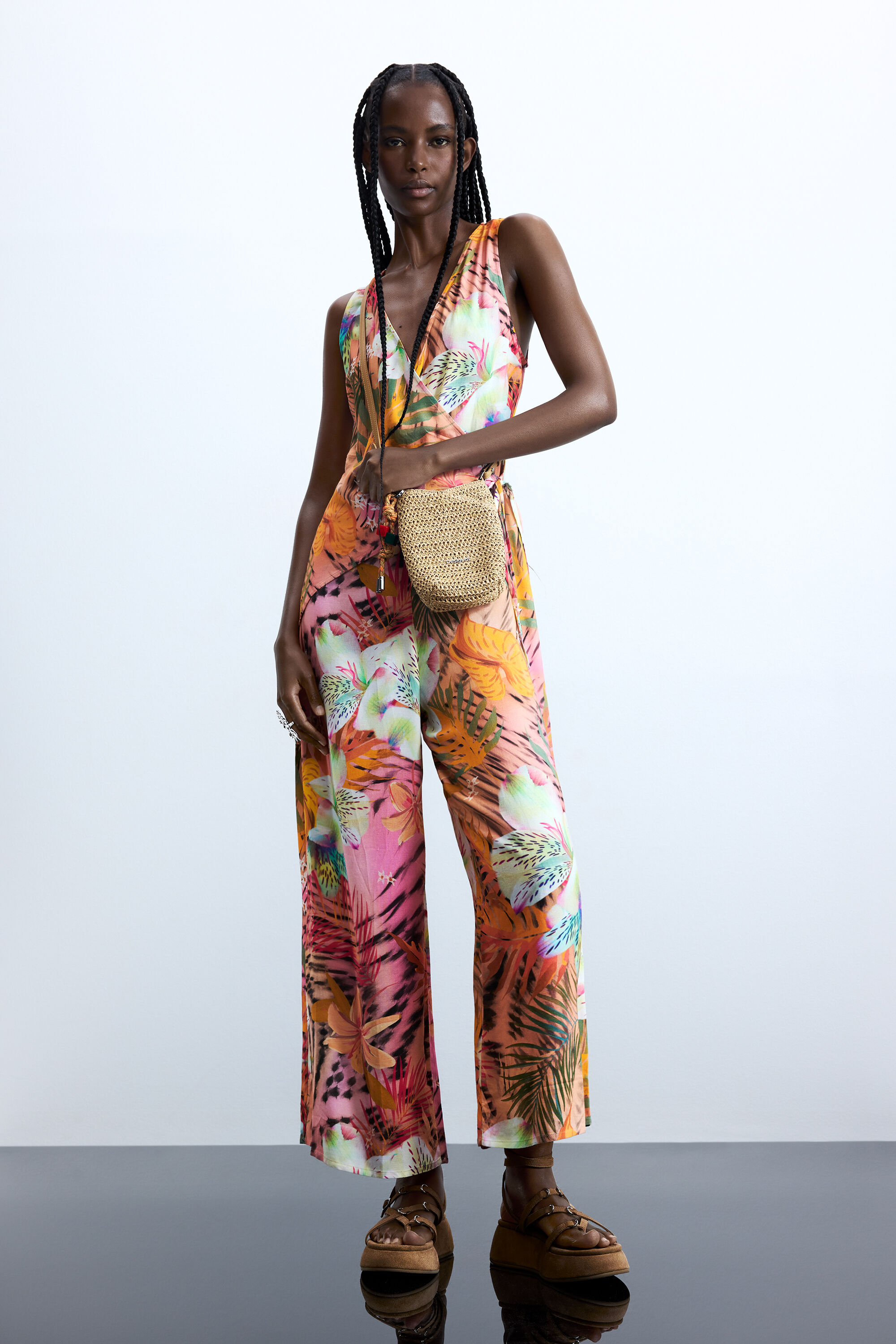 Desigual Tropische overslag jumpsuit