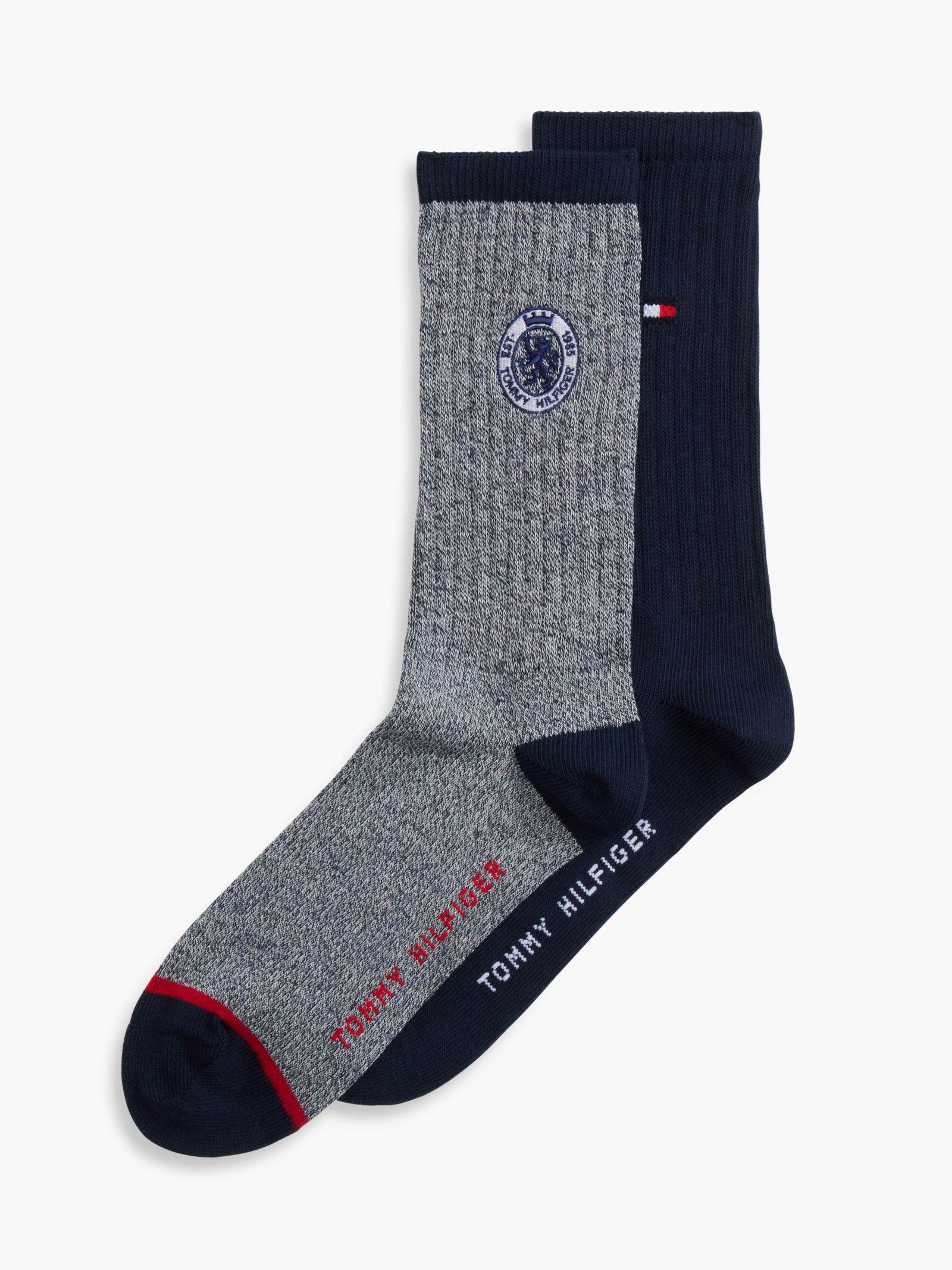 Tommy Hilfiger Set van 2 paar sokken met geborduurd embleem en mouliné in marine