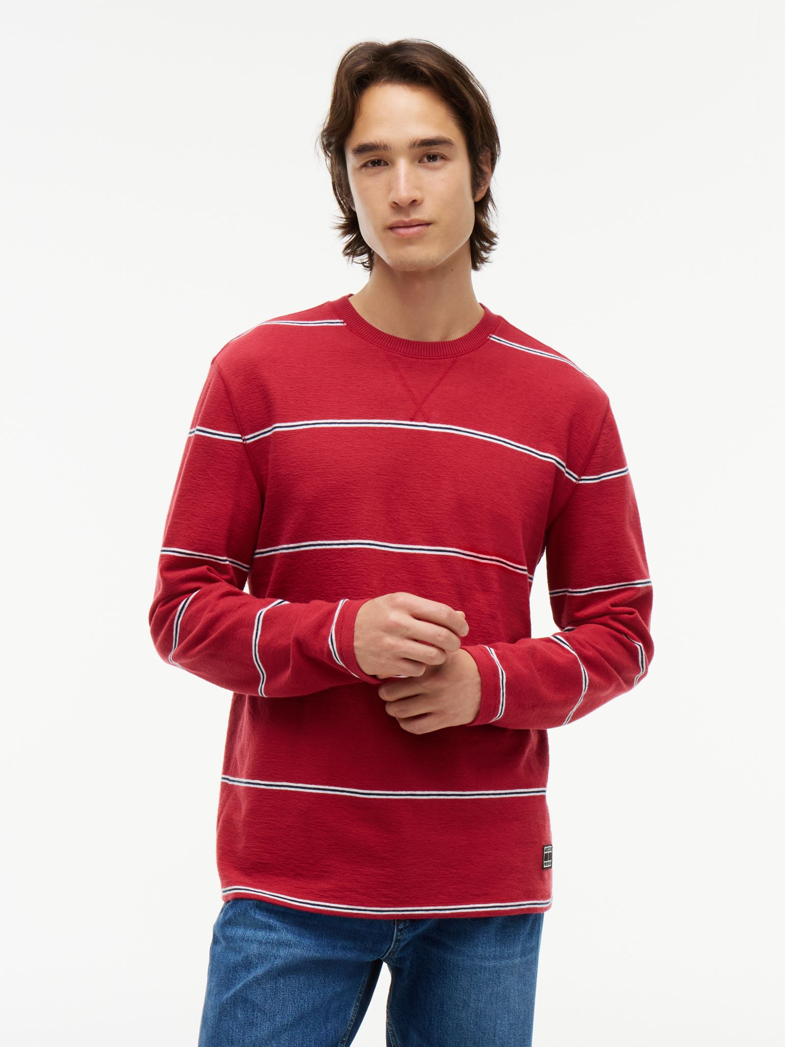 Tommy Jeans Jersey longsleeve T-shirt met getextureerde strepen in rood
