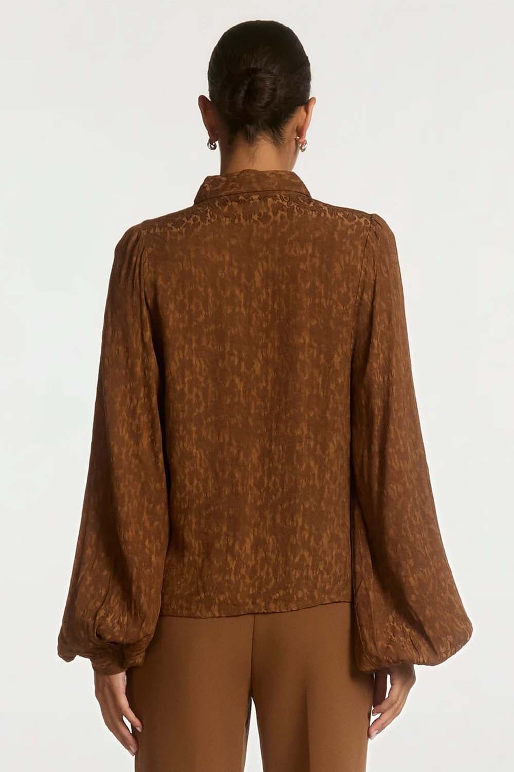Aaiko Rose jacquard blouse in brown