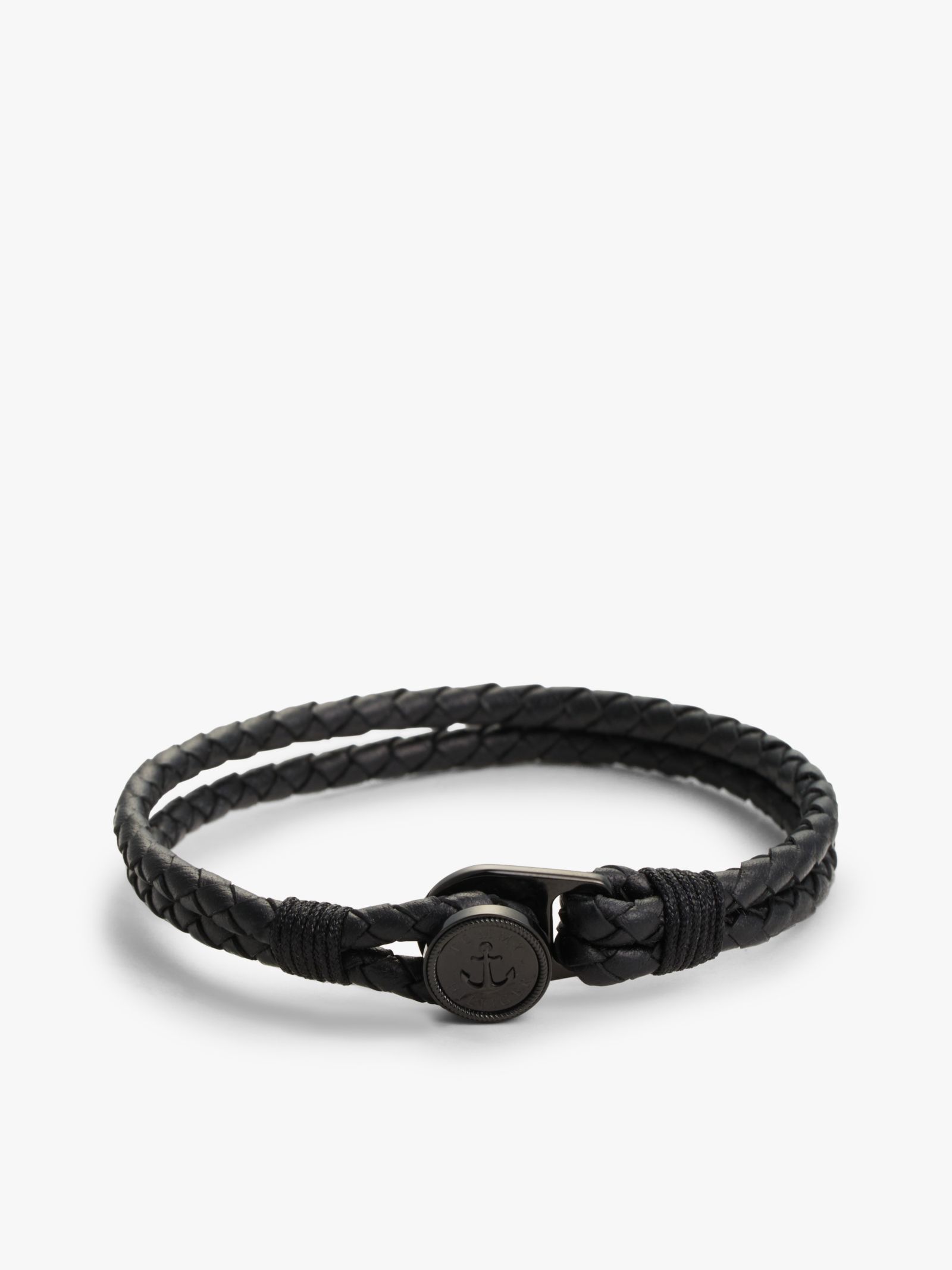 Tommy Hilfiger Zwarte leren armband met maritieme bedel