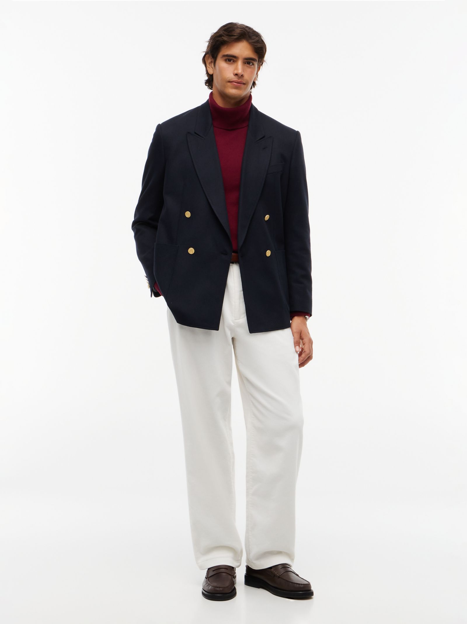 Tommy Hilfiger Geborstelde double breasted blazer met wol