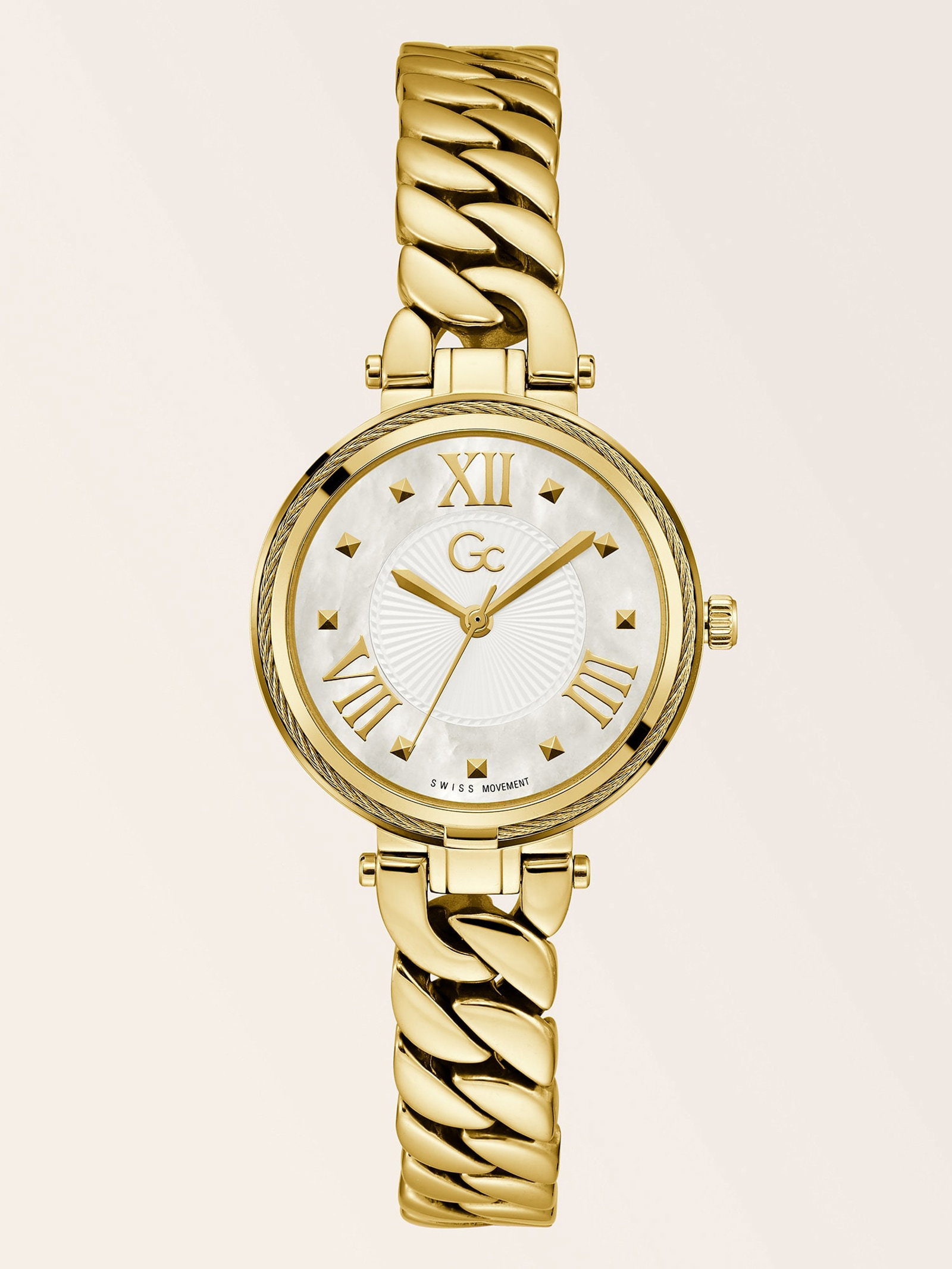Guess Analoog Horloge Gc Van Staal in goud