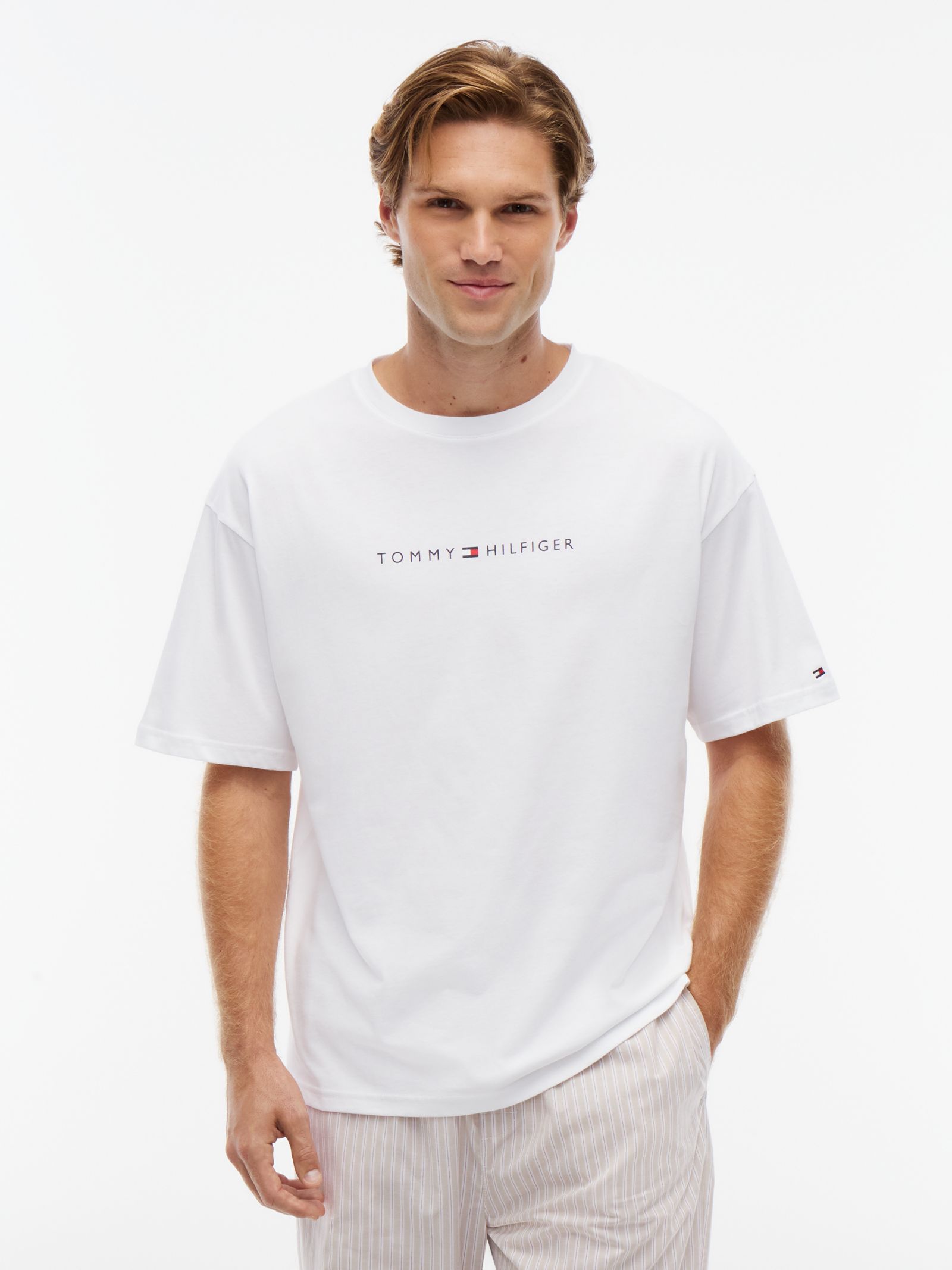 Tommy Hilfiger TH Original Relaxed Lounge T-shirt met logo in wit
