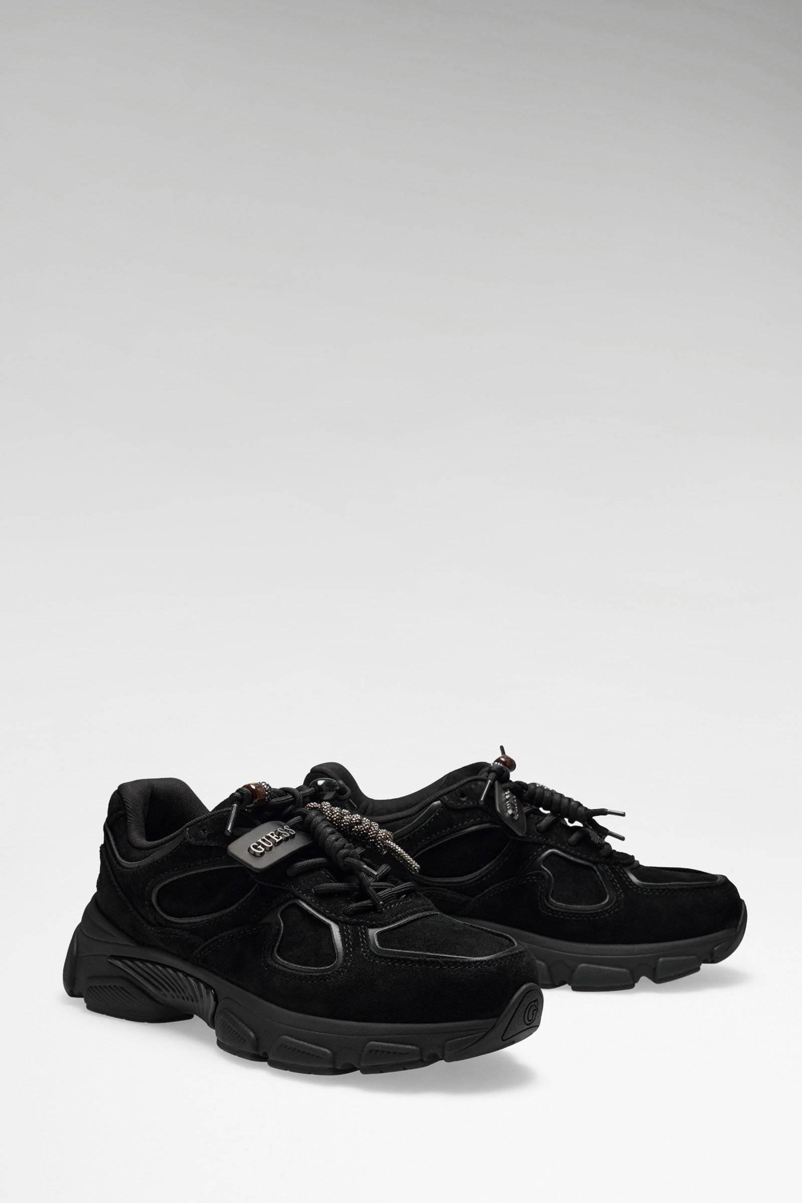 Guess Irrina Sneakers Van Echt Leer in zwart