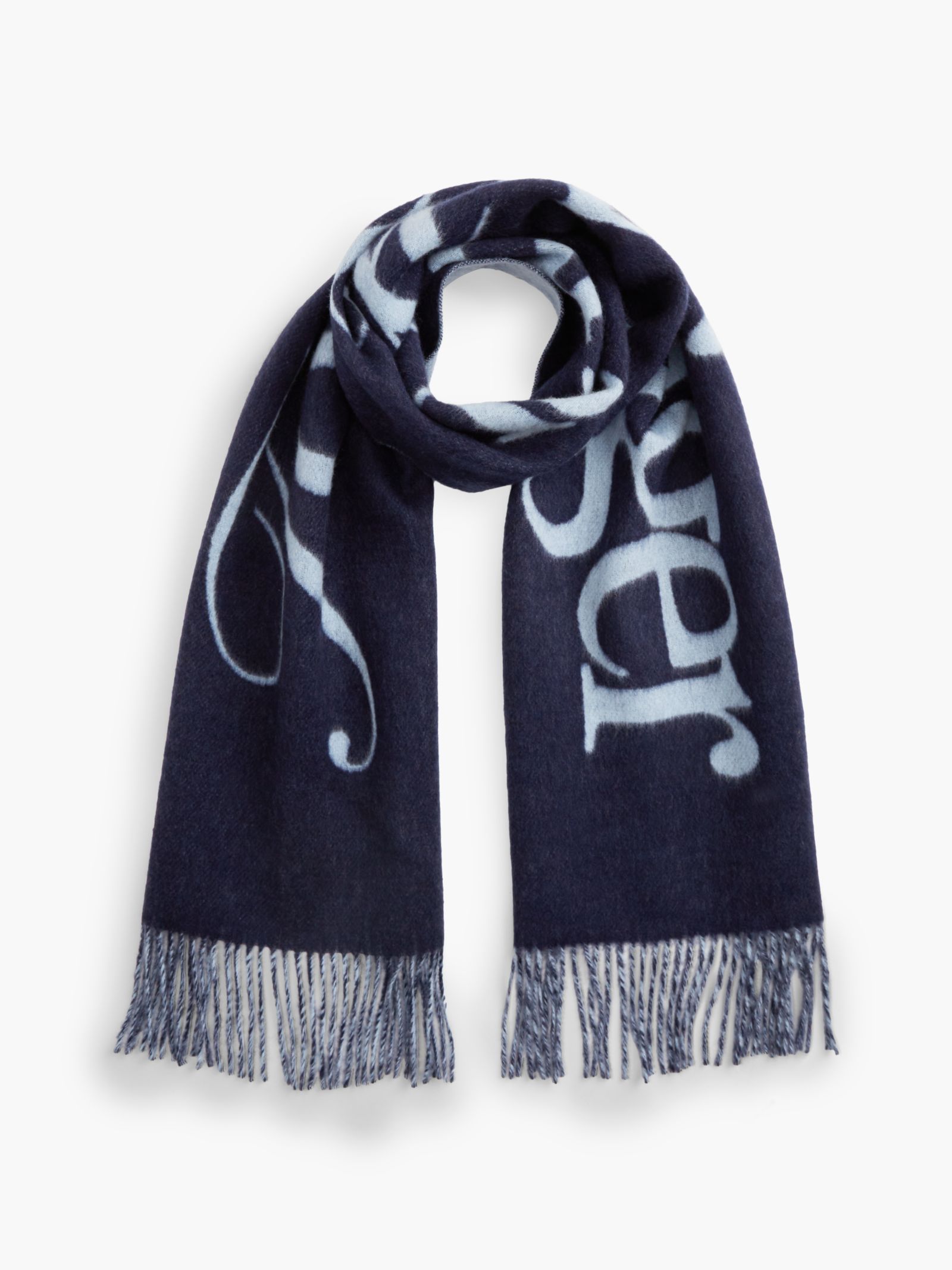 Tommy Hilfiger Geweven sjaal van zuivere wol met logo in marine