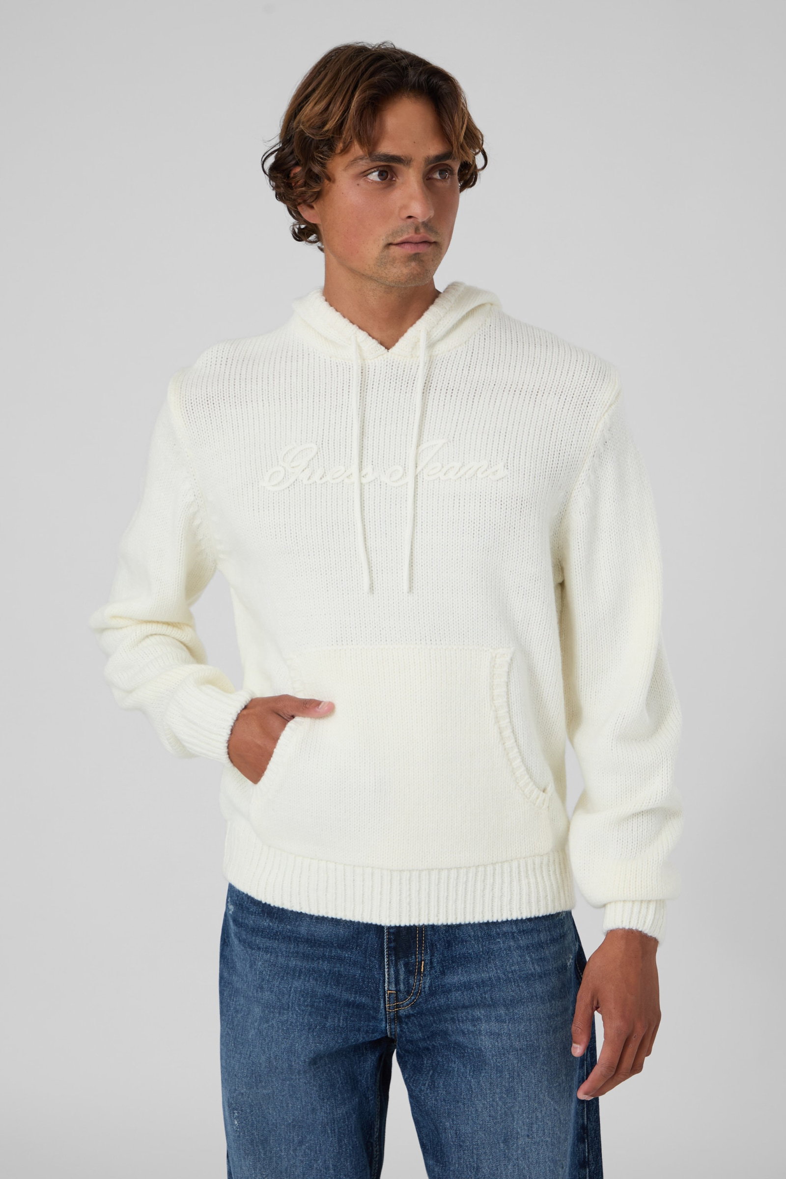 Guess Hoodie Met Geborduurd Logo in wit