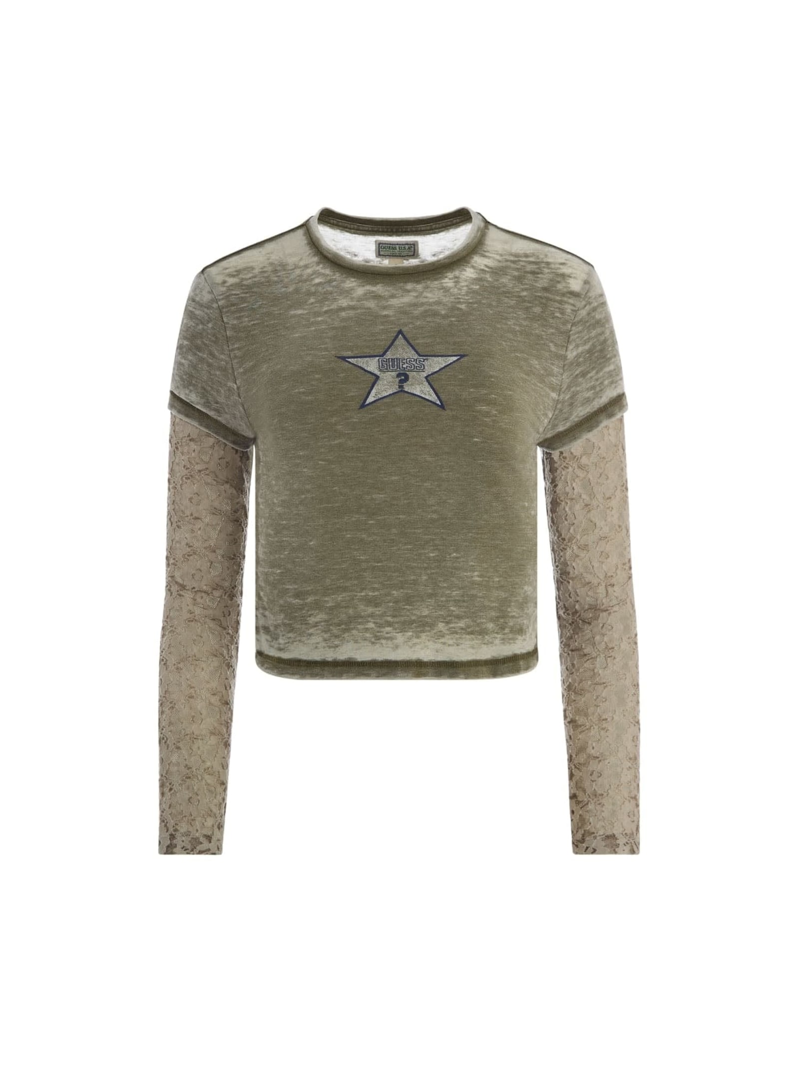 Guess T-Shirt Met Logo Voorkant for women in groen