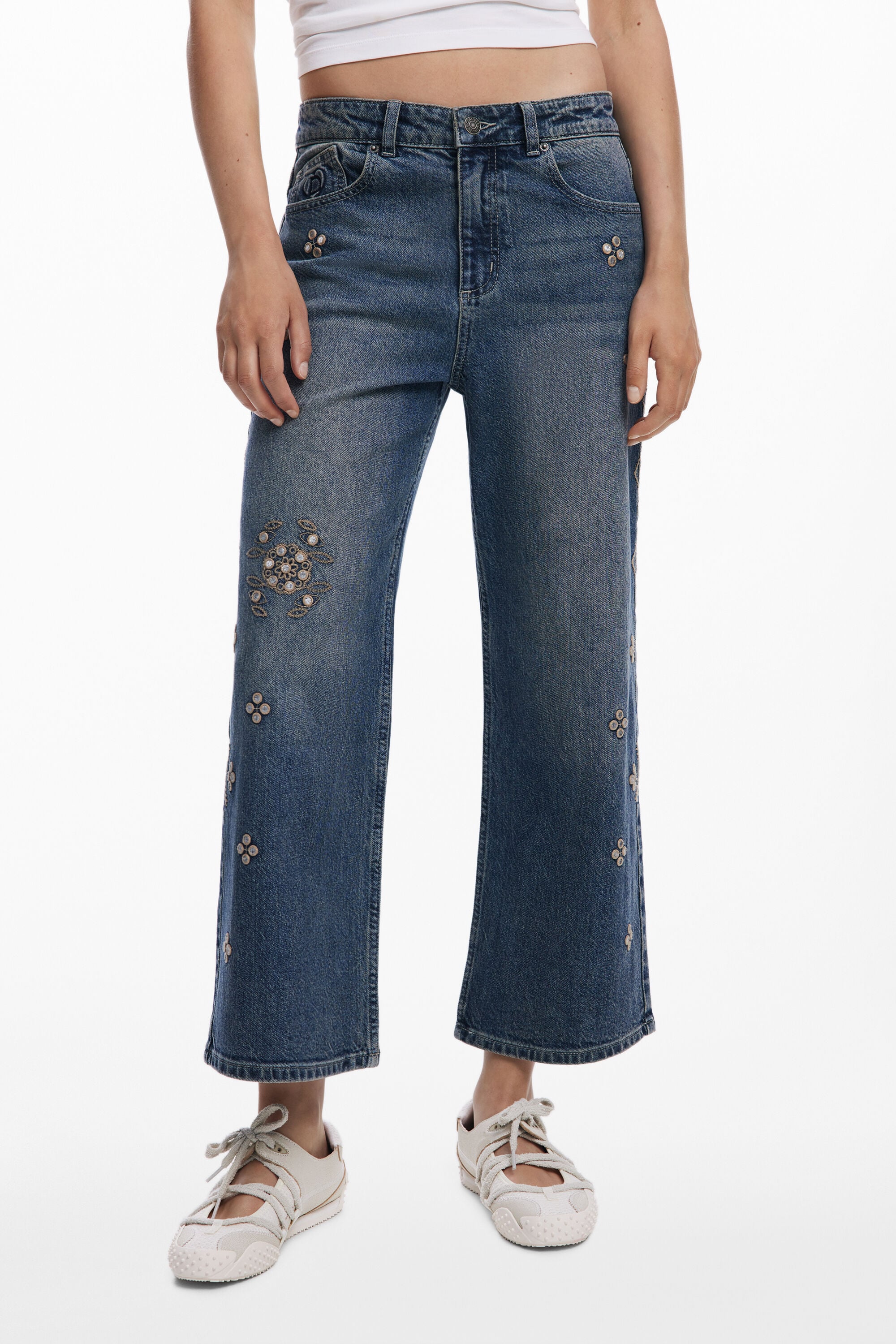 Desigual Culotte jeans met spiegels