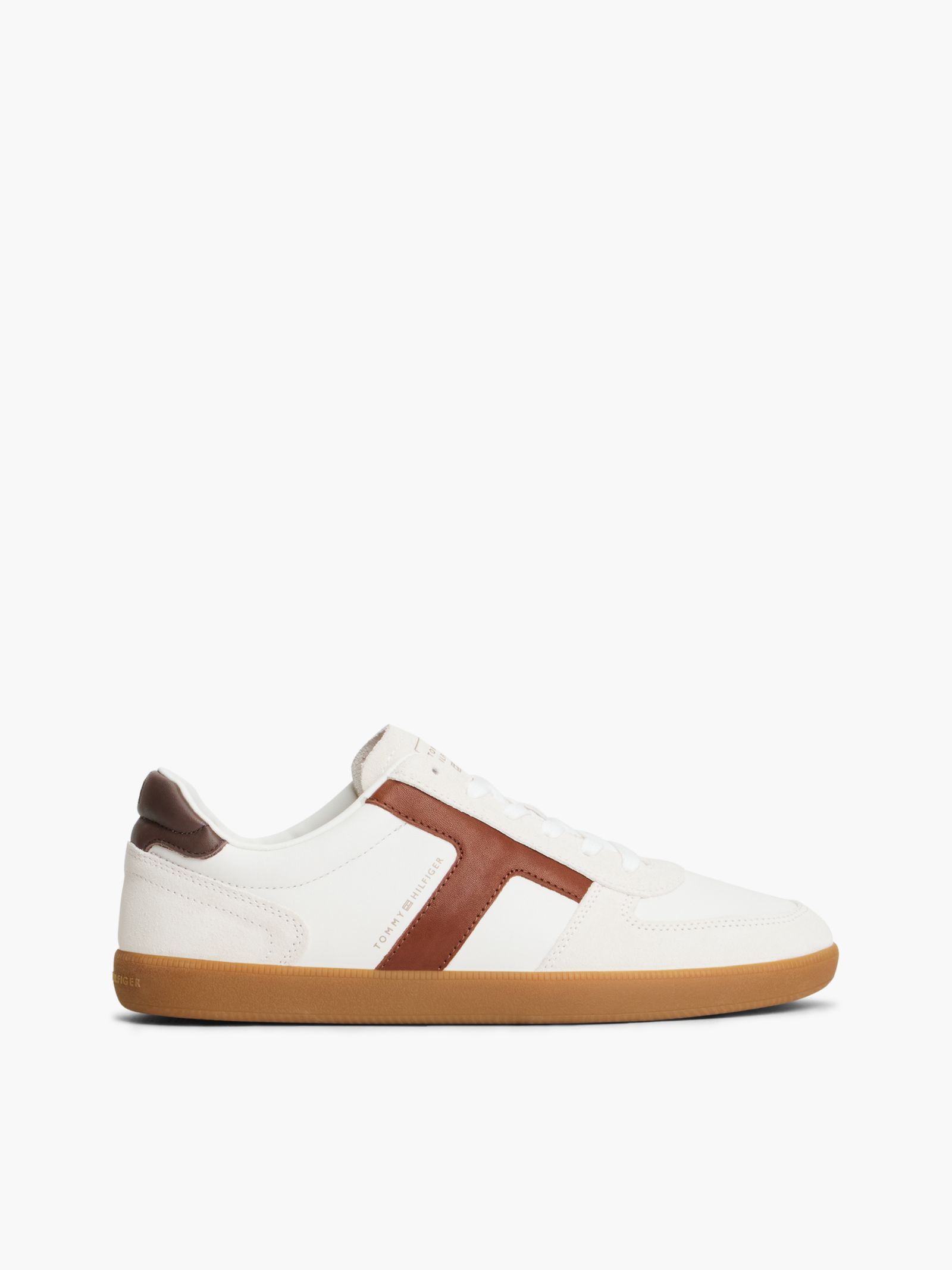 Tommy Hilfiger TH Tribeca Leren sneaker met gemengde texturen in wit