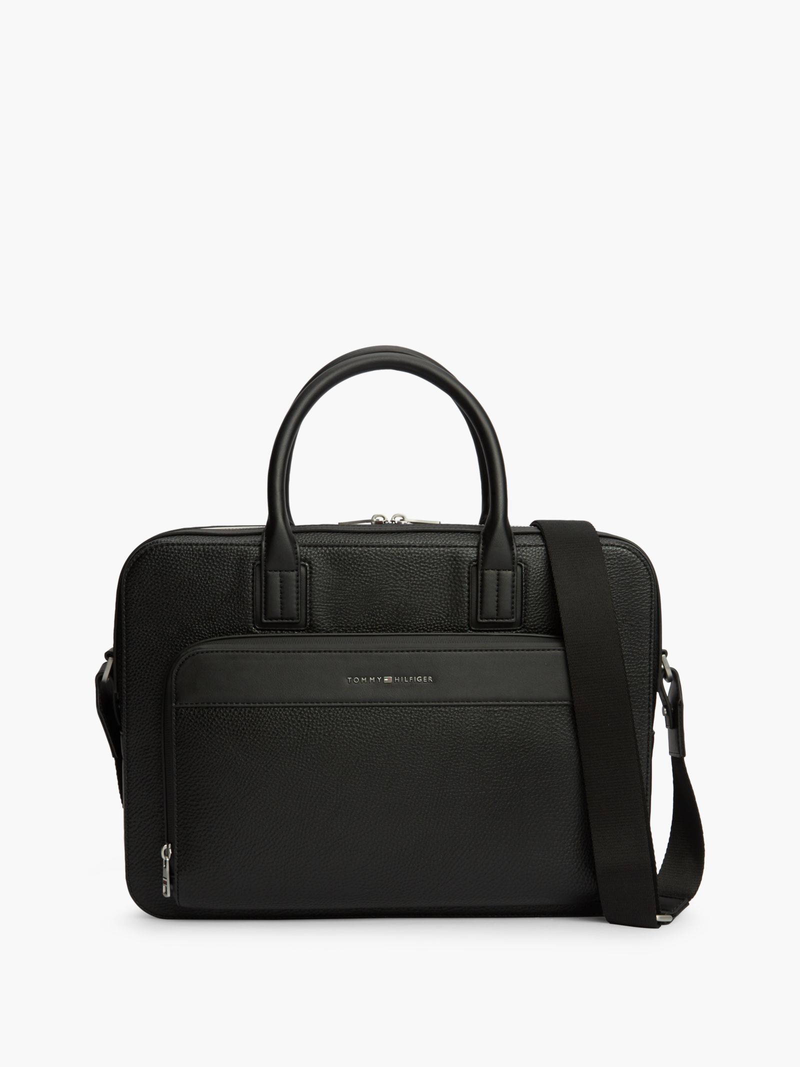 Tommy Hilfiger Getextureerde slim laptoptas met metalen logo