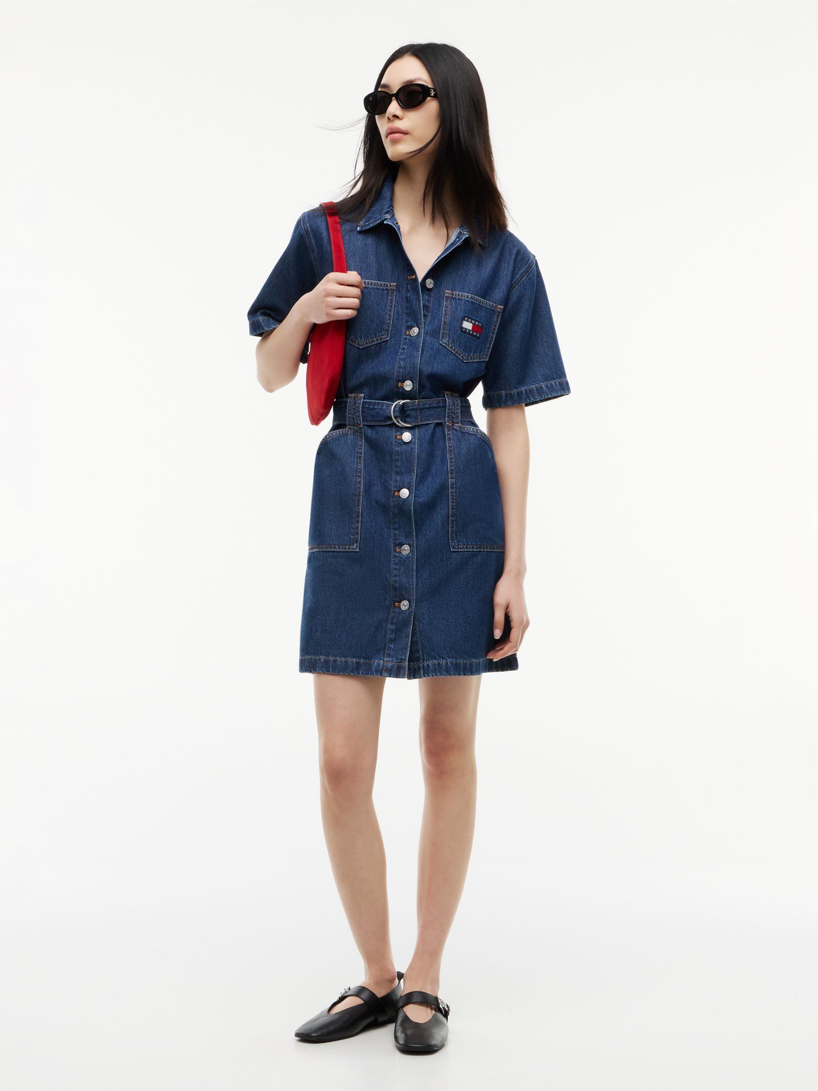 Tommy Jeans Denim Utility overhemdjurk met korte mouwen
