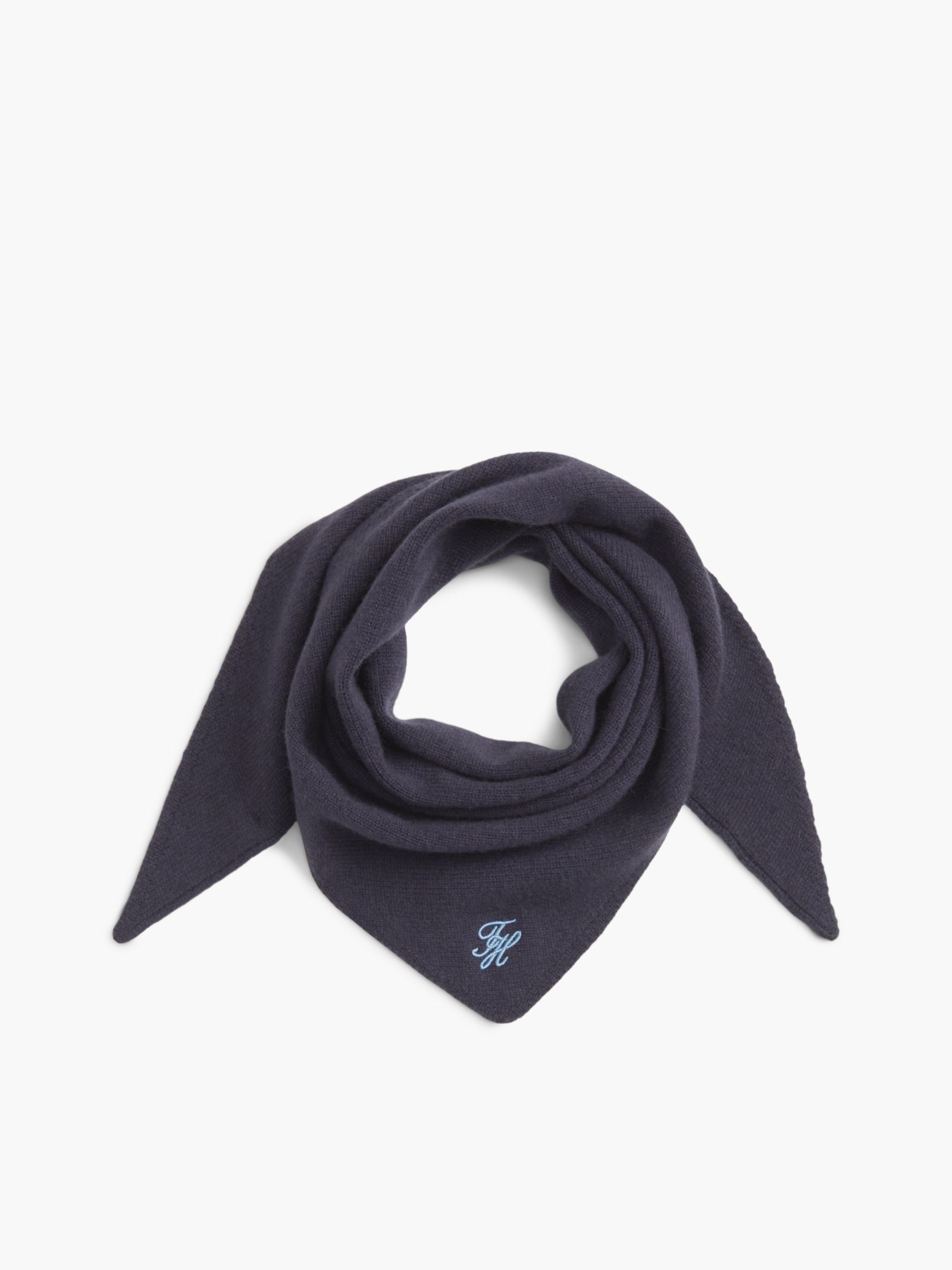 Tommy Hilfiger Driehoekige sjaal van kasjmiermix met logo in marine