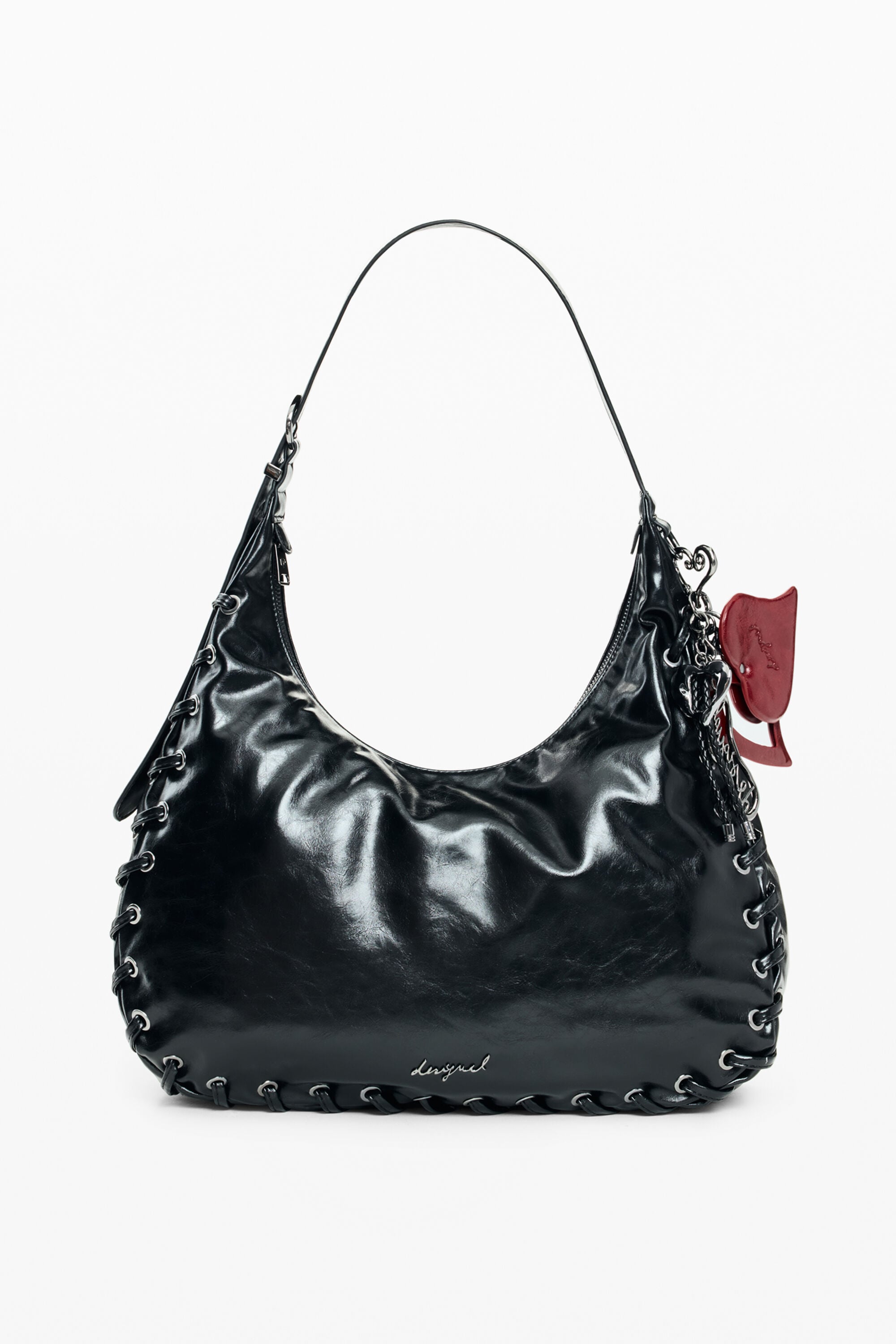 Desigual GROTE TAS MET LEDERLOOK in zwart