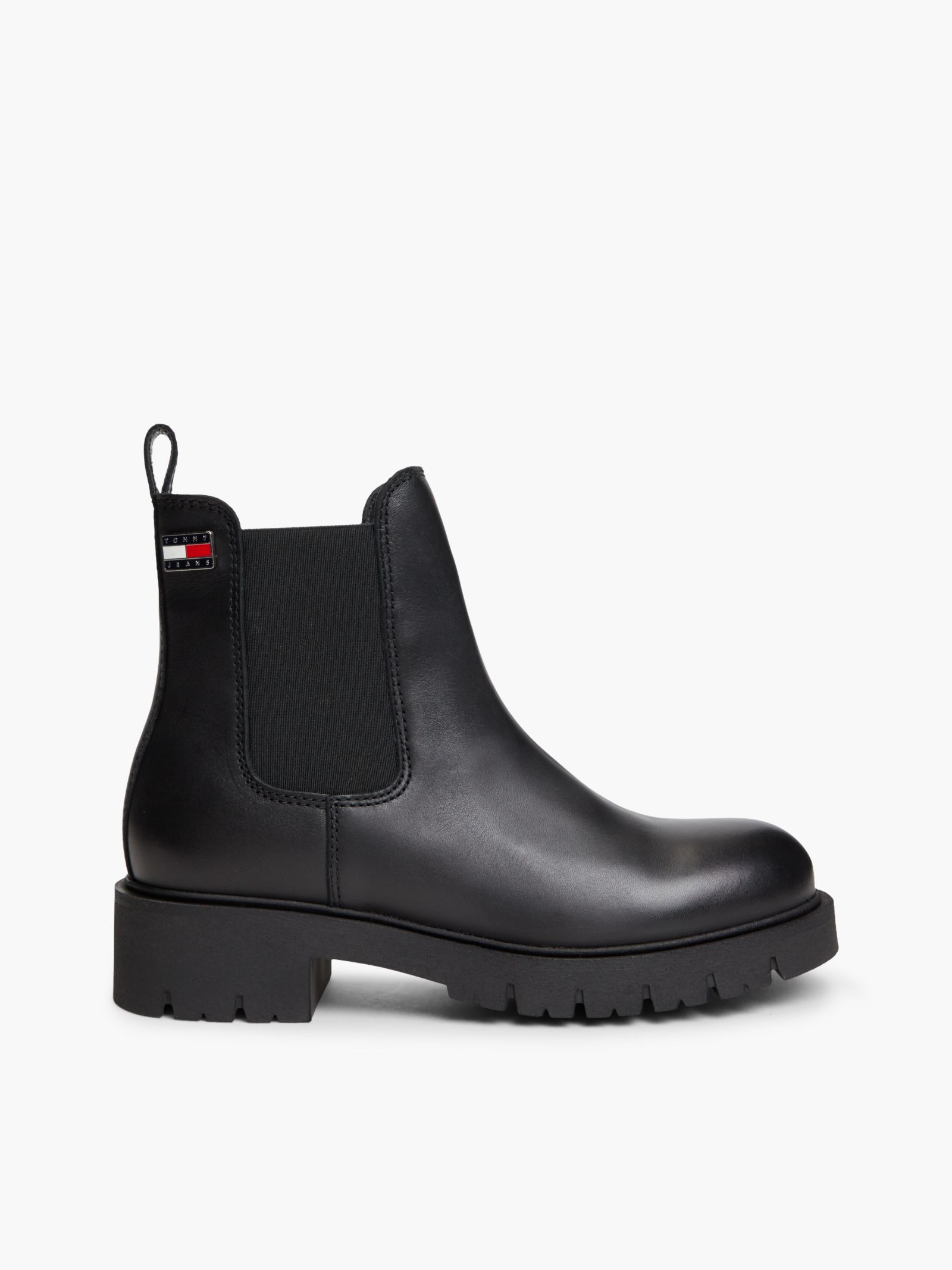 Tommy Jeans leren chelsea boot met profielzool for women in zwart