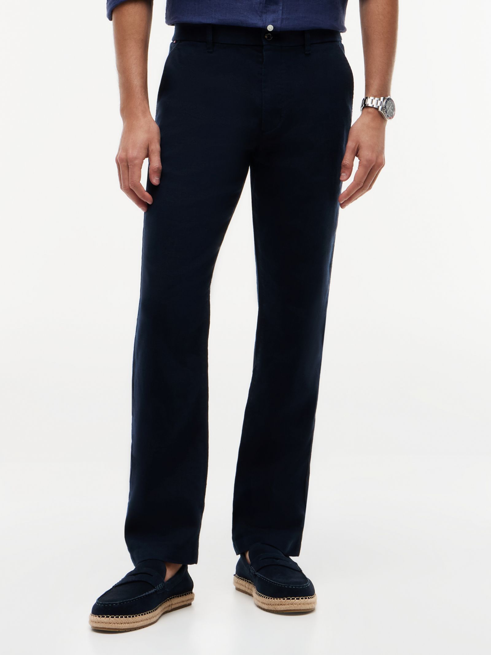 Tommy Hilfiger Denton Slim Straight Chino van linnenmix in marine