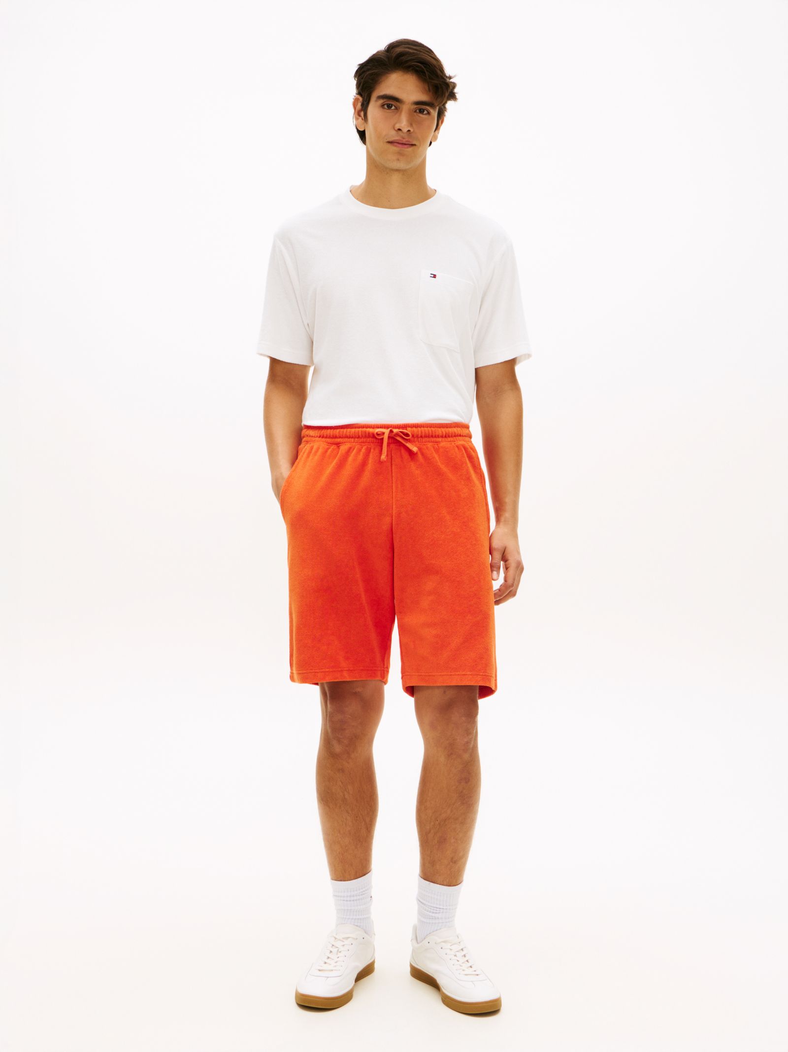 Tommy Hilfiger Badstof short met geborduurde vlag