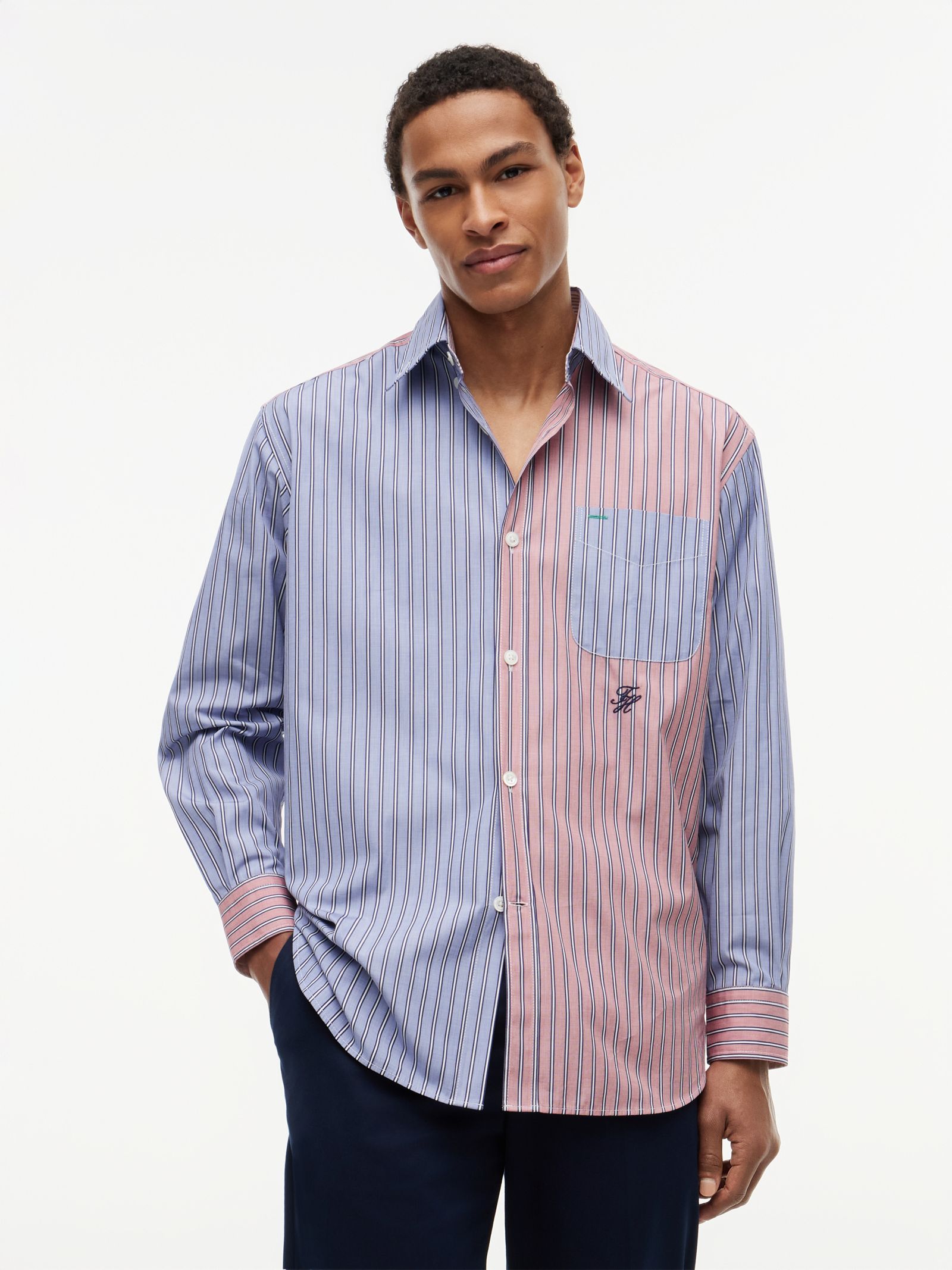 Tommy Hilfiger Oversized fit premium gestreept overhemd met colour blocking