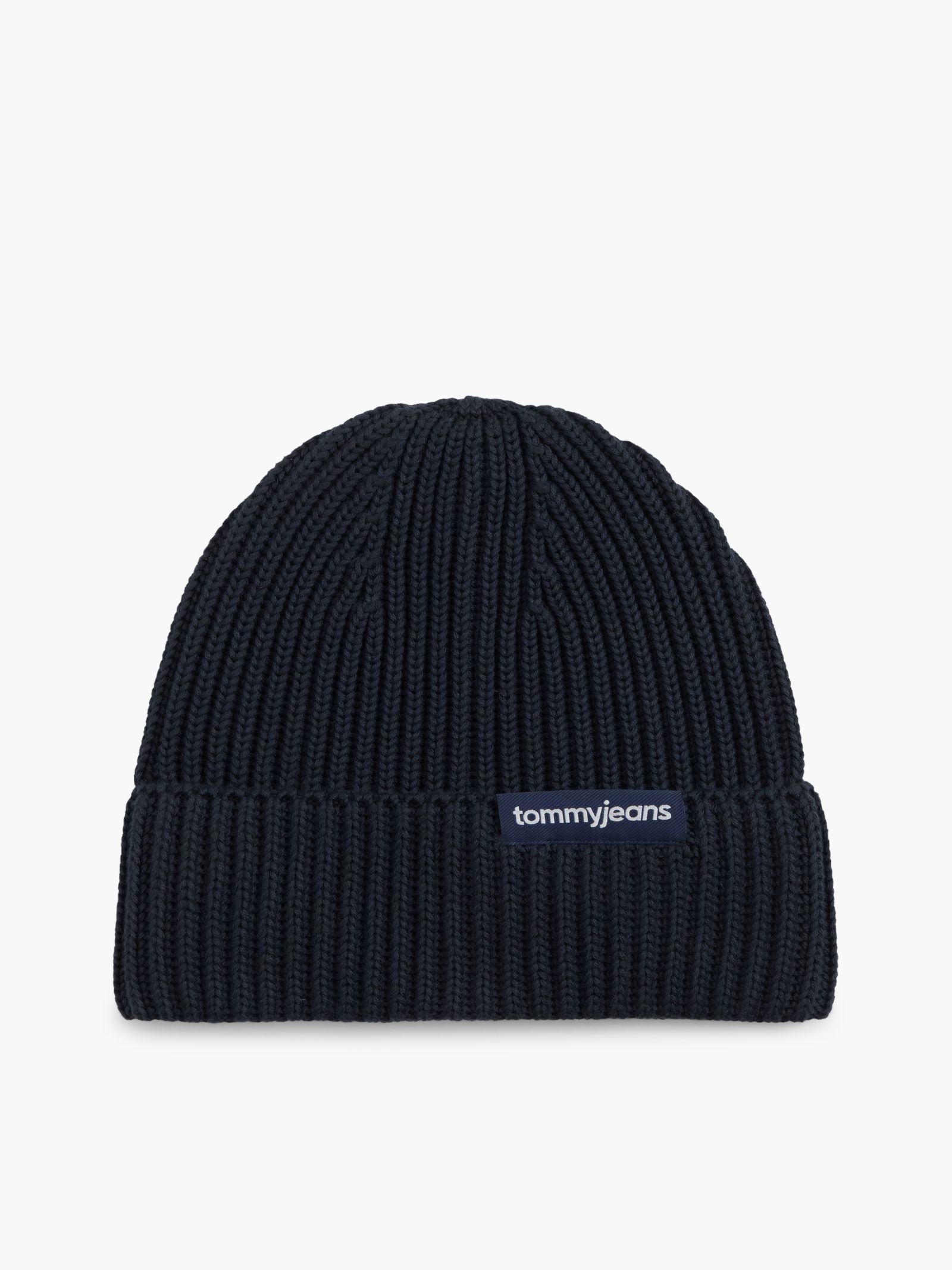 Tommy Jeans Ribgebreide beanie met lineair logo in marine