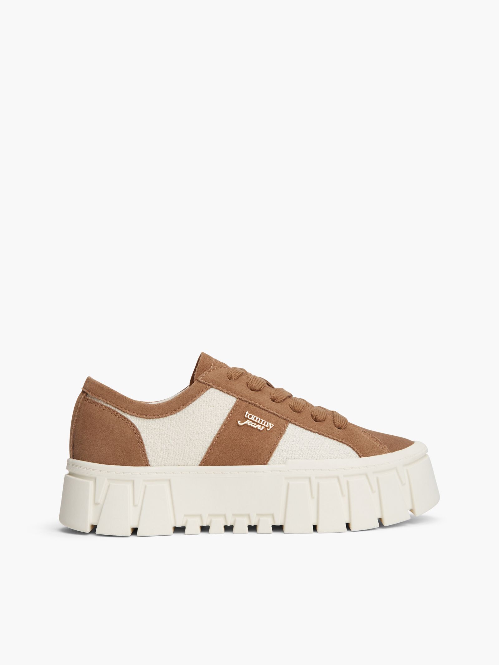 Tommy Jeans Platformsneaker van suède en bouclé met logo