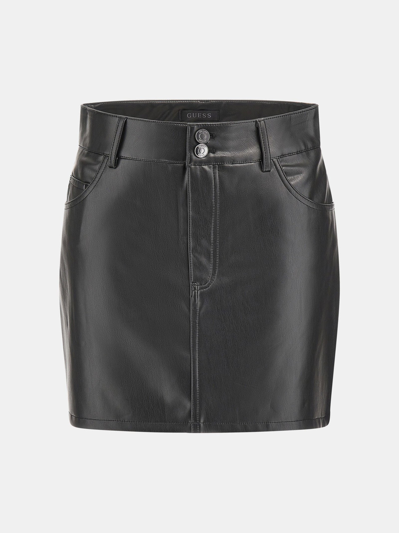 Guess Minirok In Imitatieleer in zwart