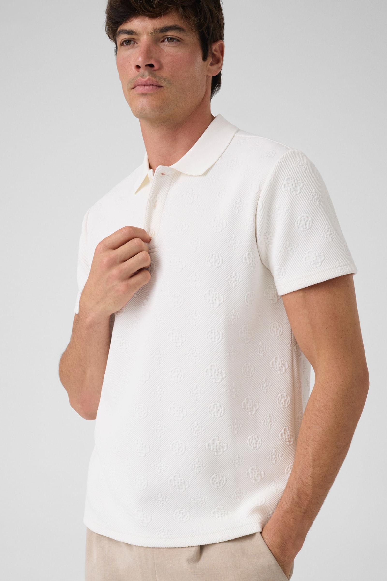 Guess Polo Met Geborduurd Logo in wit