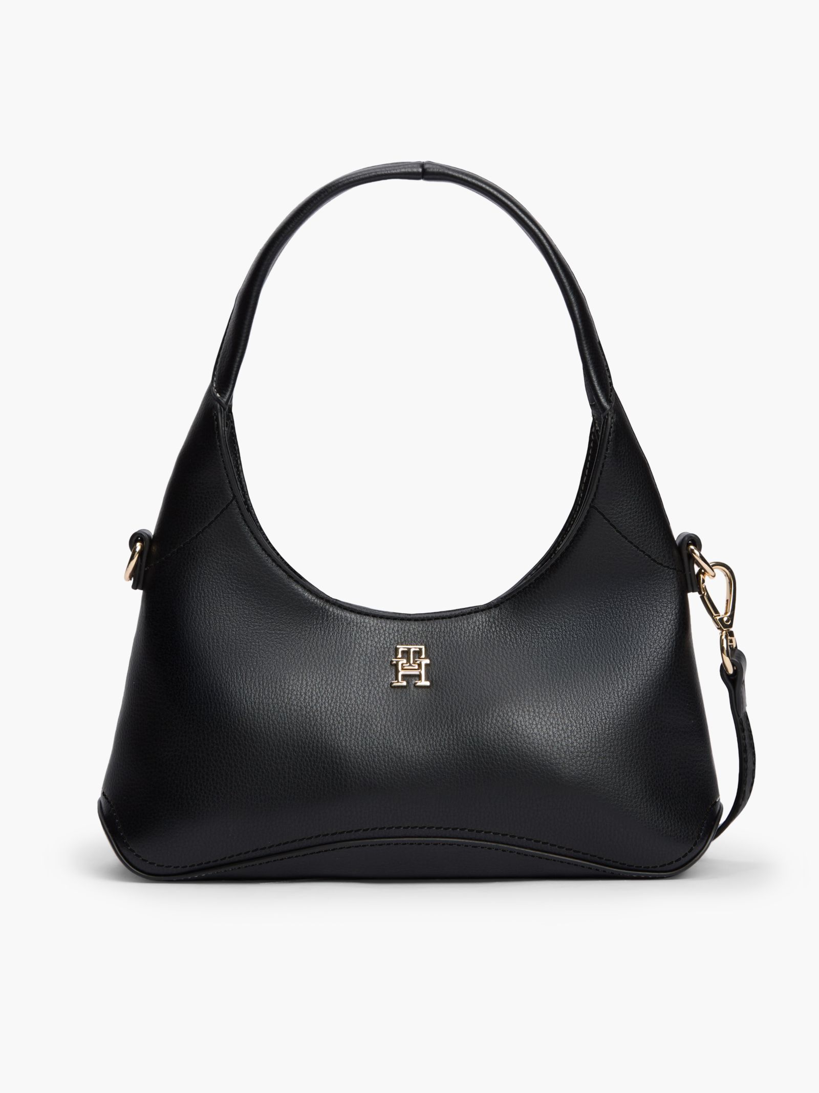 Tommy Hilfiger Crossbody hobotas met metalen TH monogram in zwart
