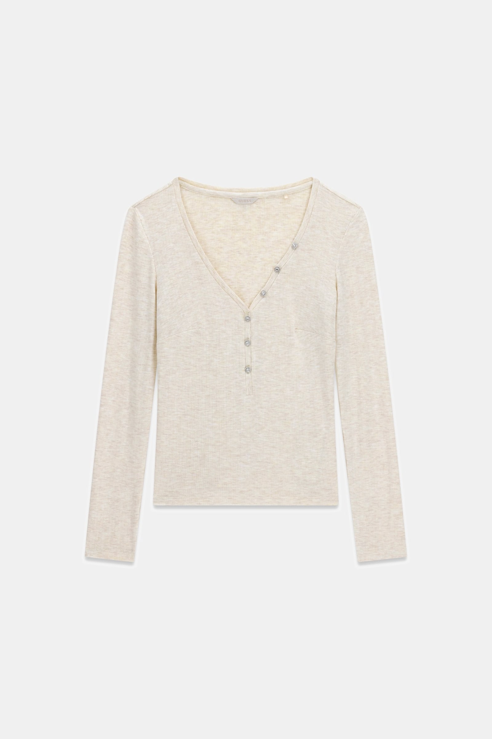 Guess Geribde Gebreide Top in beige