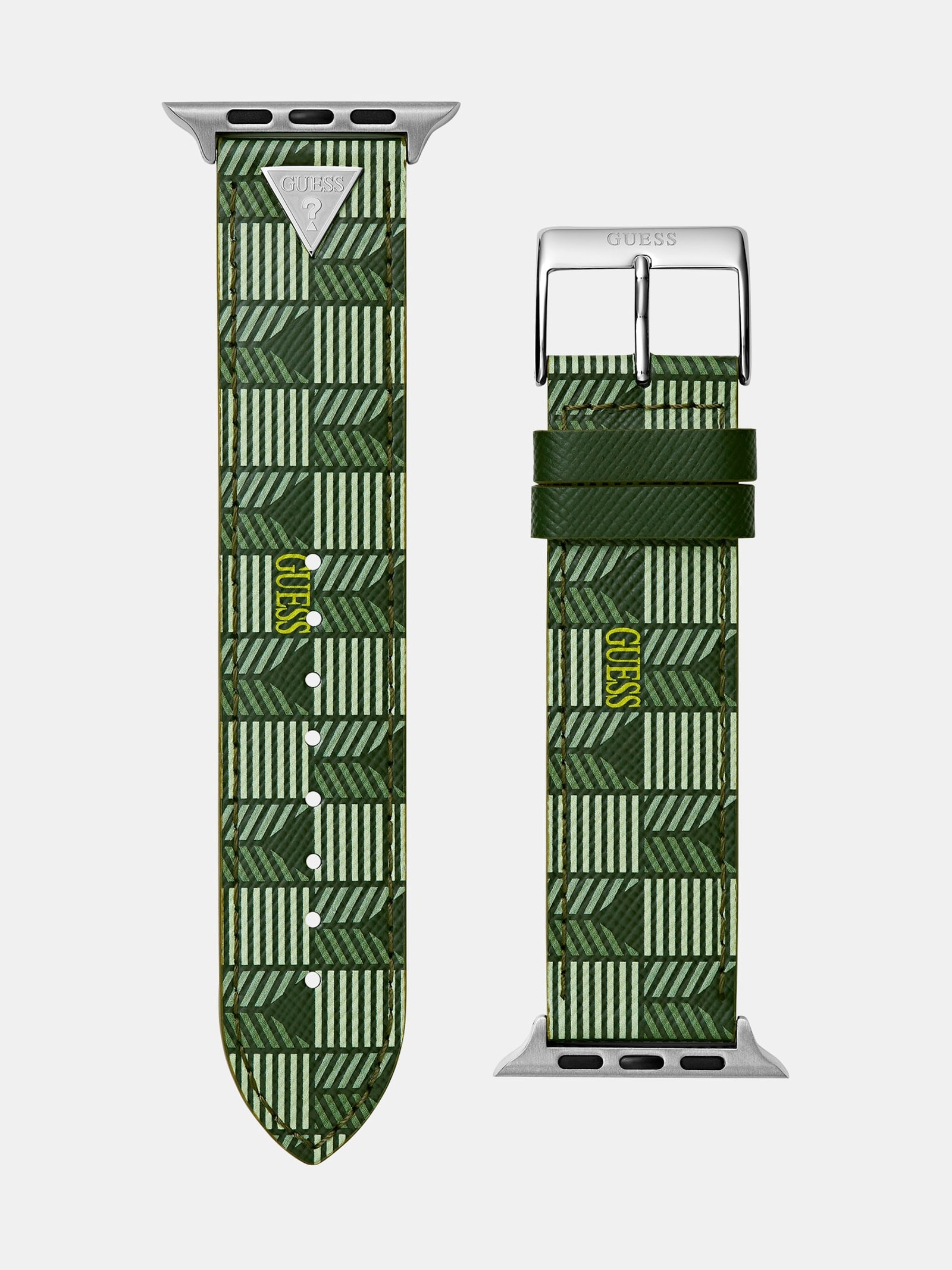 Guess Apple Watch-Bandje Van Echt Leer for men in groen