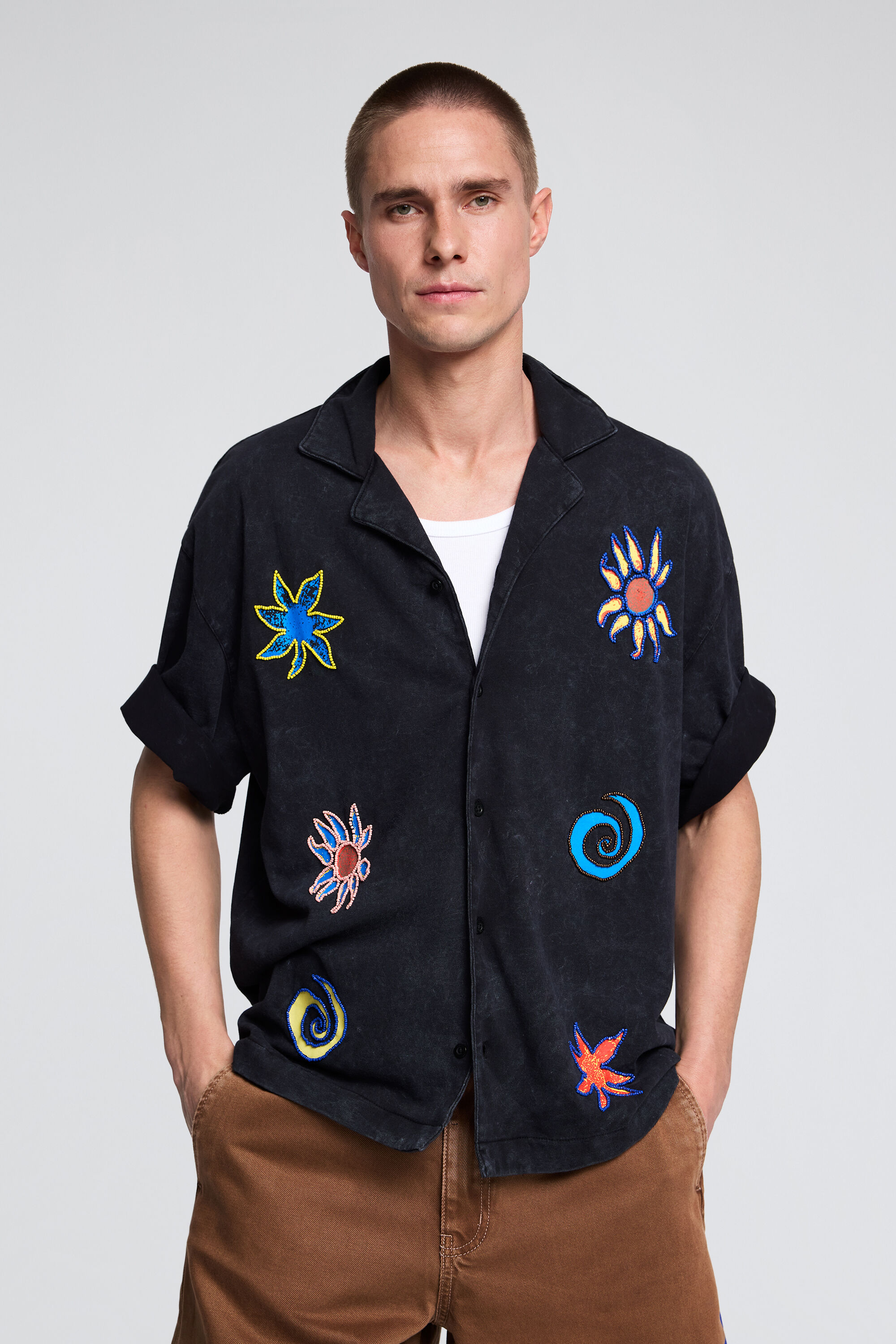 Desigual Geborduurd katoenen overhemd