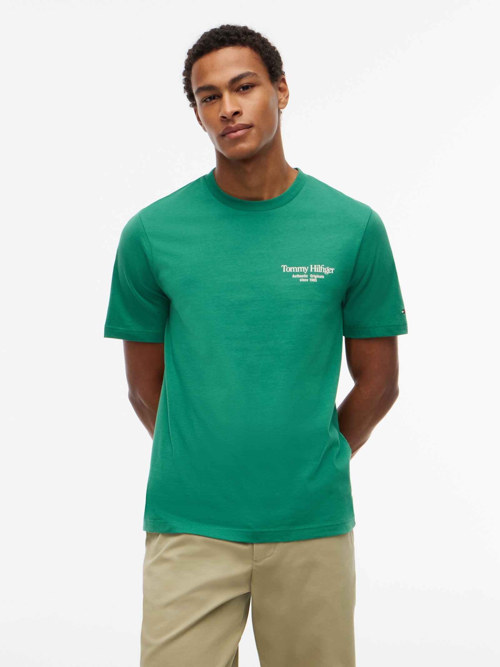 Tommy Hilfiger T-shirt met logo op de rug en ronde hals in groen