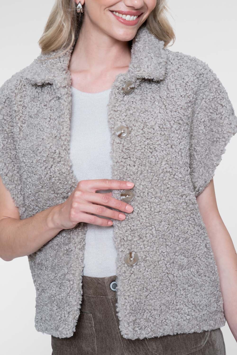 Geisha Gilet Teddy Kaki dames