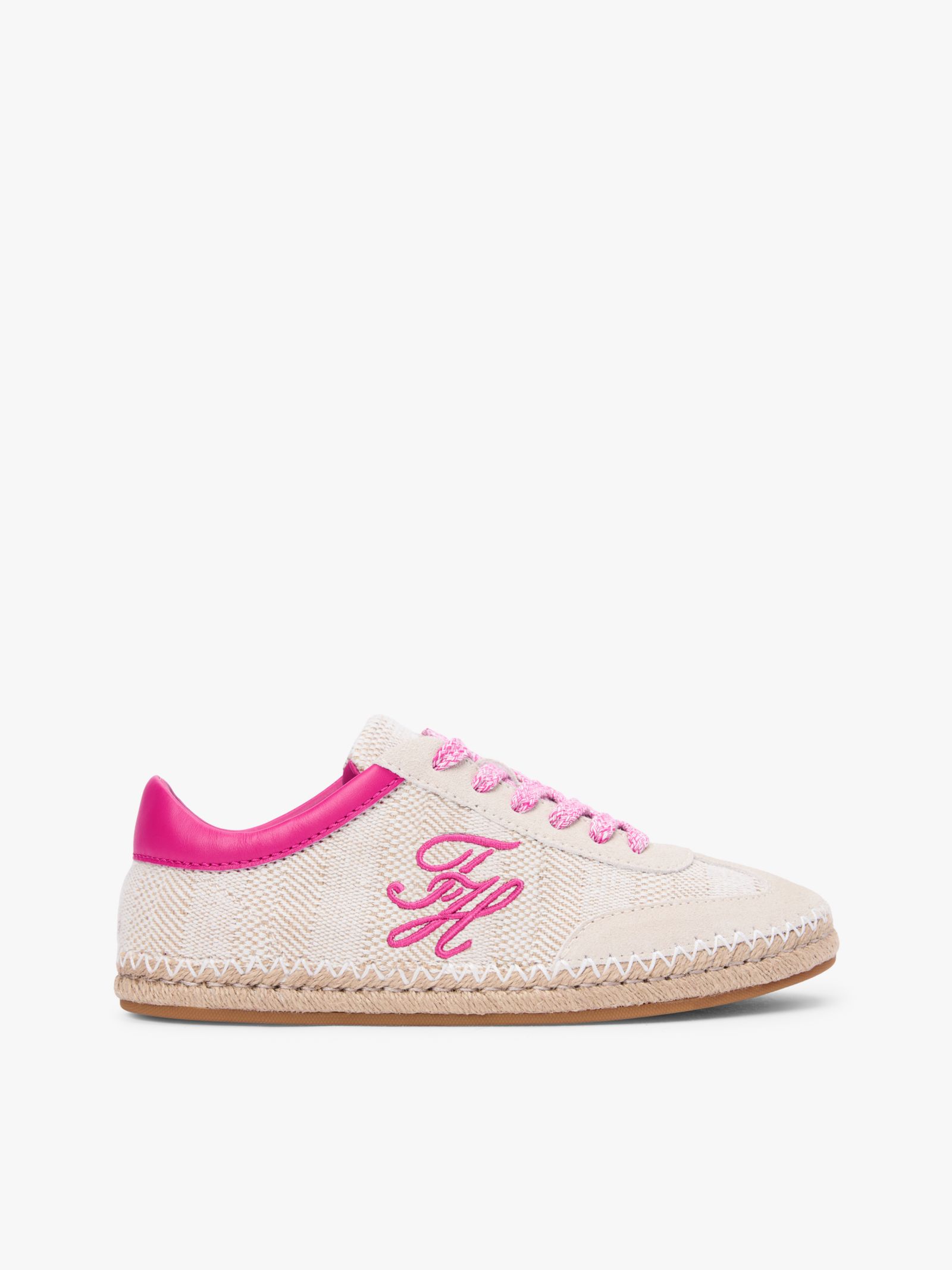 Tommy Hilfiger Geweven sneaker met geborduurd logo in beige