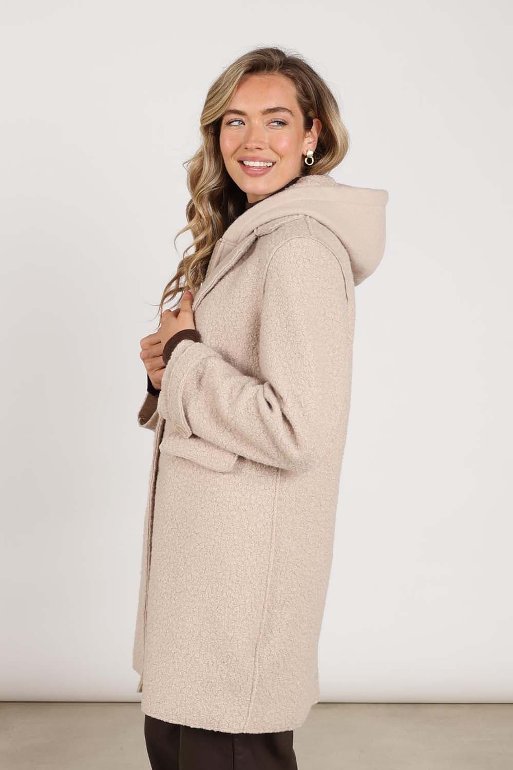 Nukus Wollen Jas Mirthe Boucle Beige dames