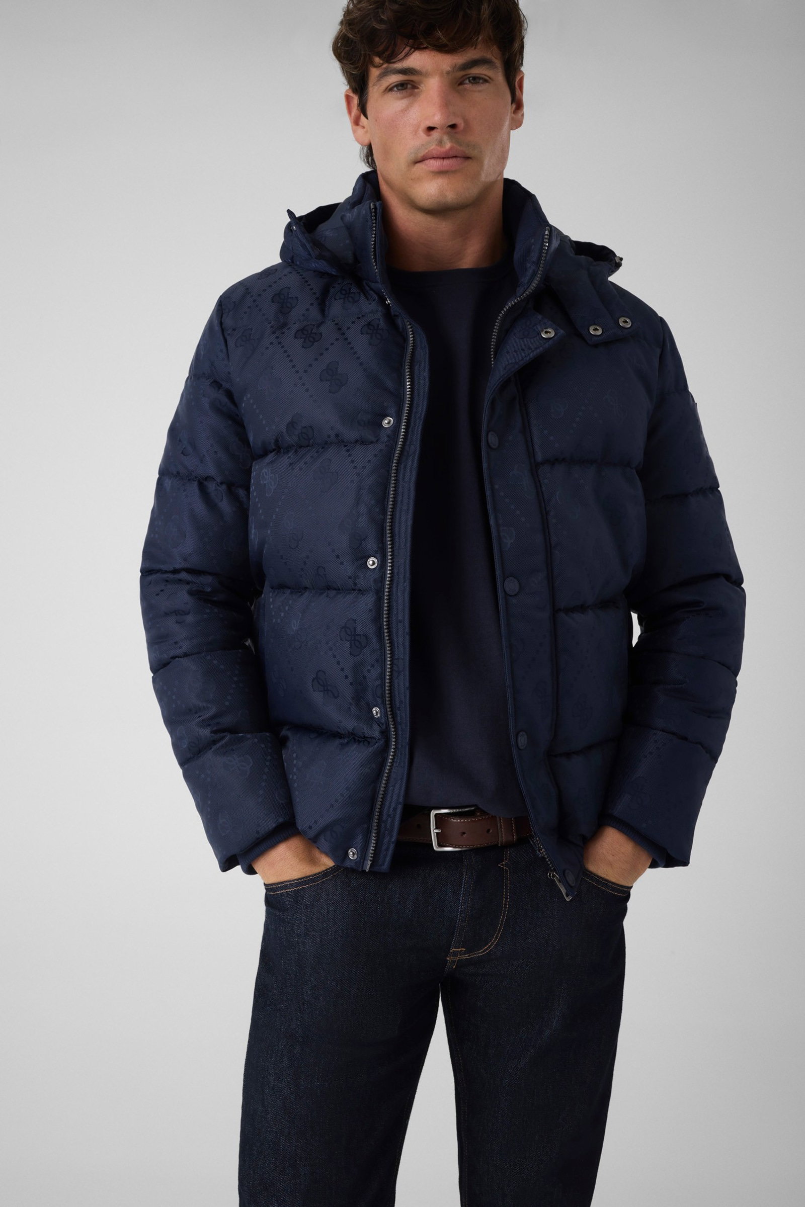Guess Pufferjas Met Monogram in blauw