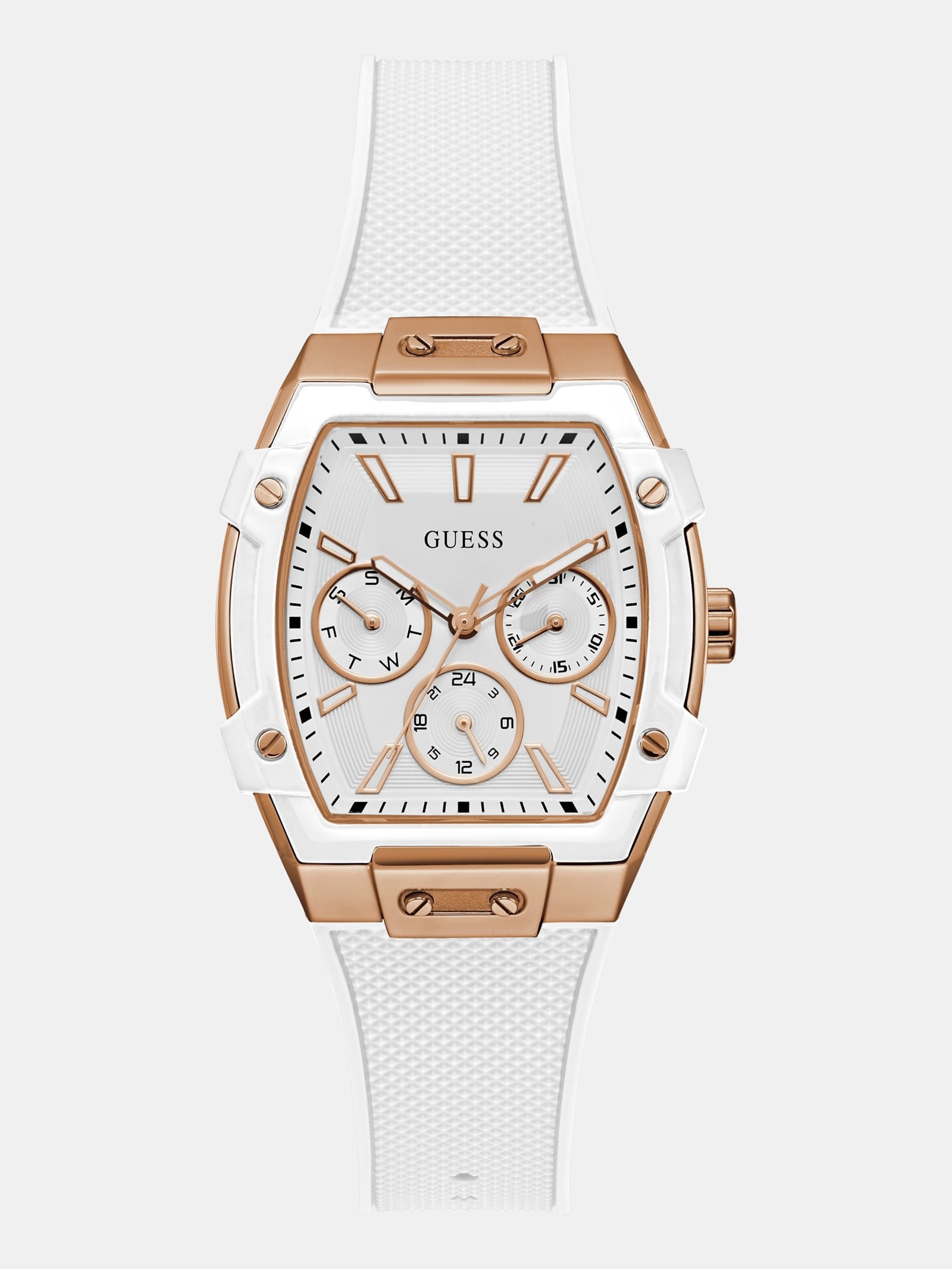 Guess Siliconen Multifunctioneel Horloge 34,5 Mm in wit
