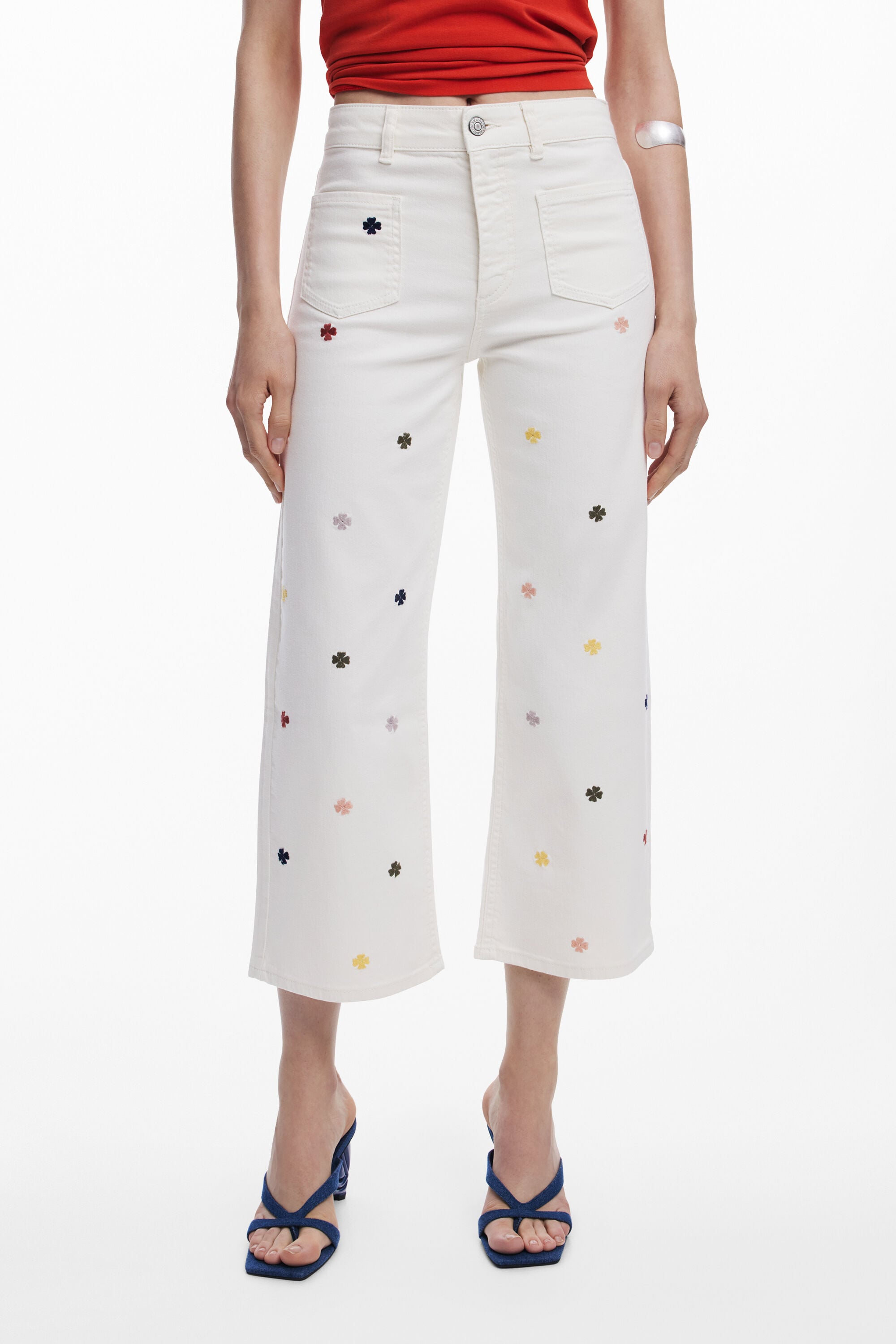 Desigual Culotte jeans met klaverbladprint