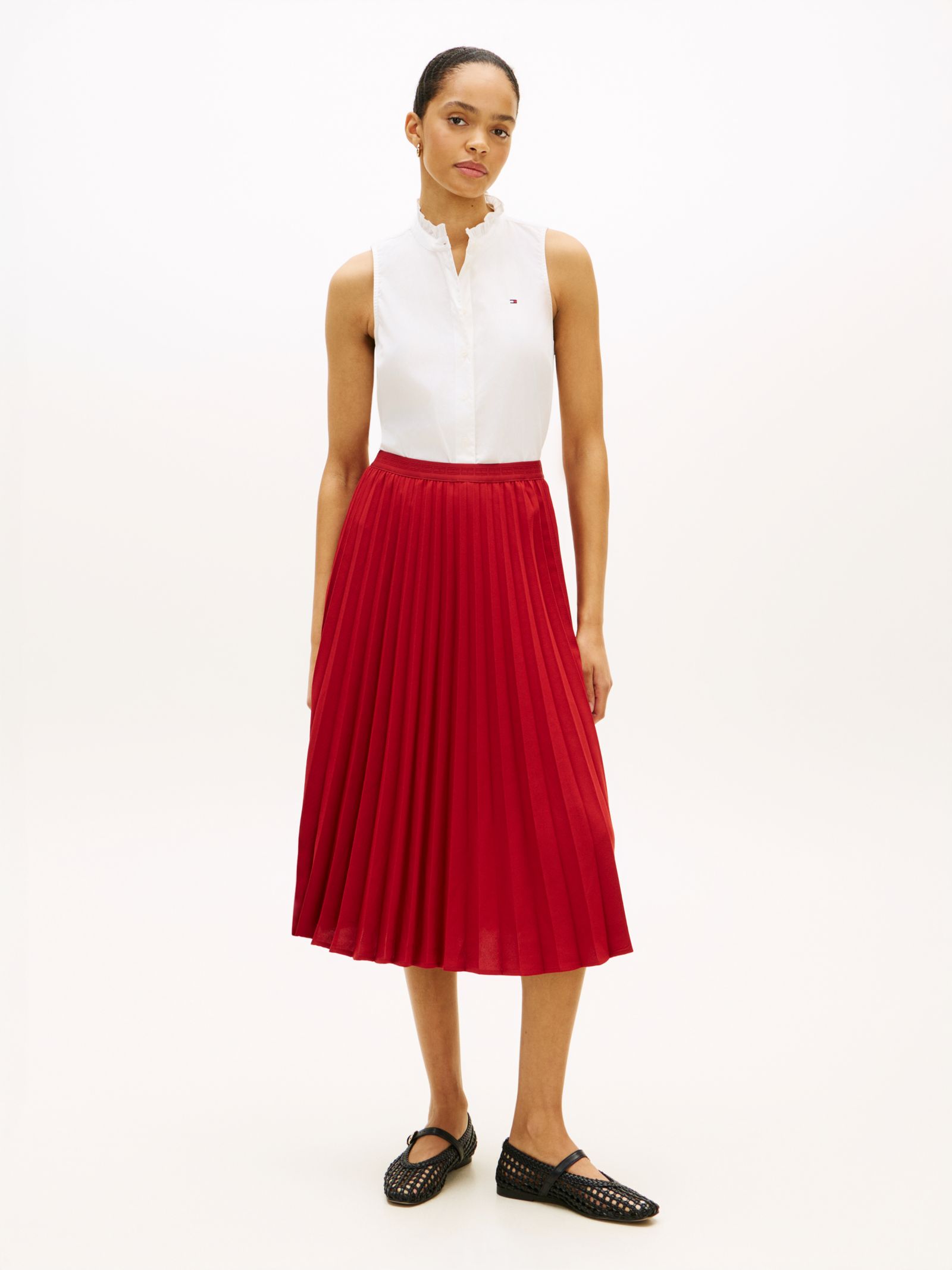 Tommy Hilfiger Geplooide midi rok met ton sur ton vlag