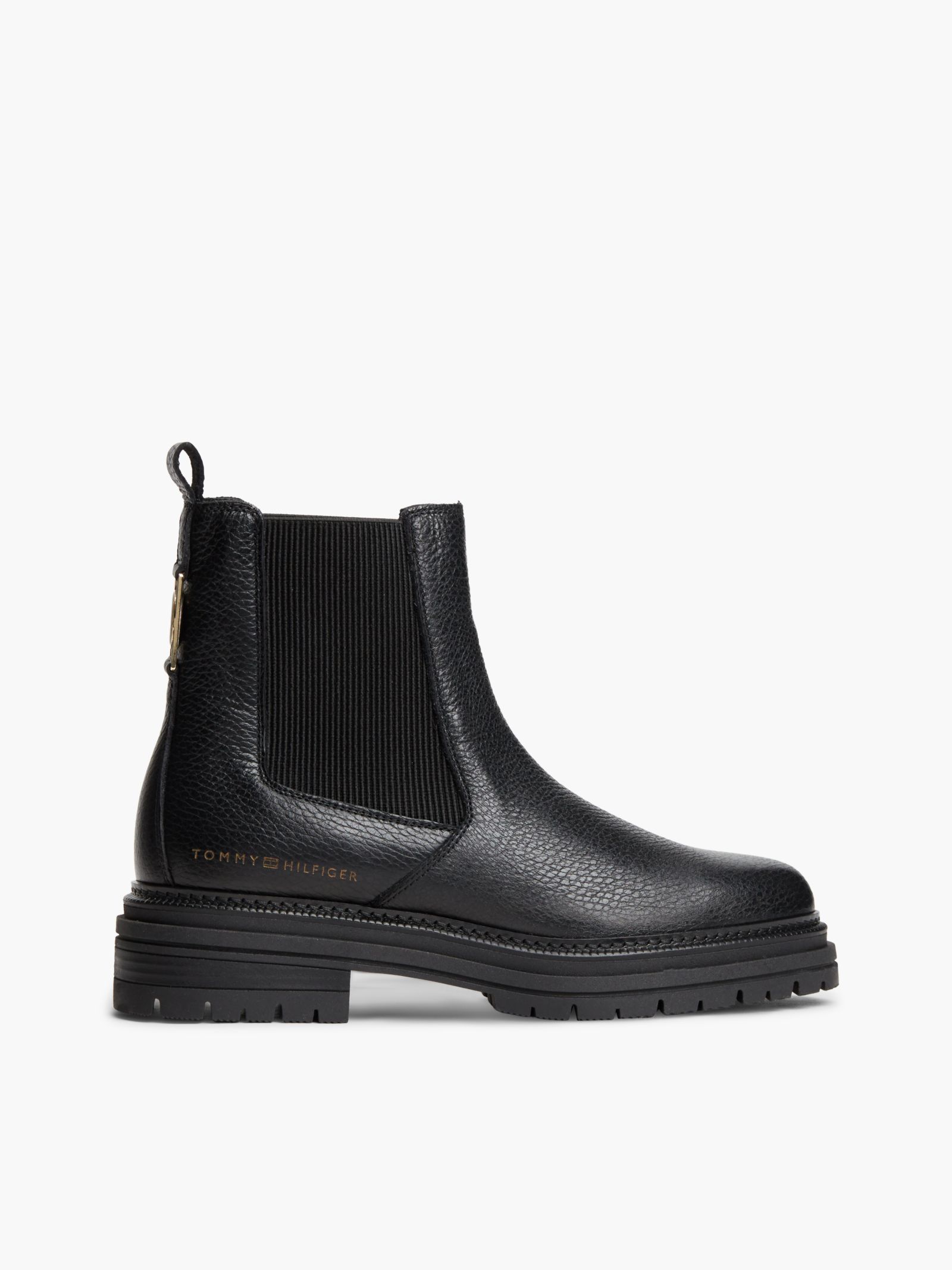 Tommy Hilfiger Chelsea Boot van gegranuleerd leer for women in zwart
