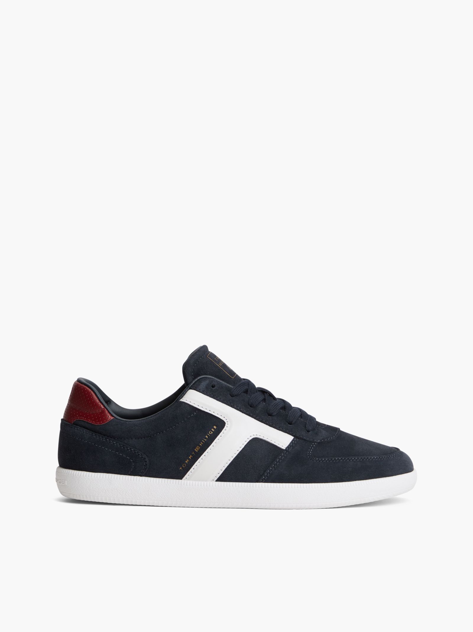 Tommy Hilfiger TH Tribeca Suède Sneaker met contrasterende hiel in marine